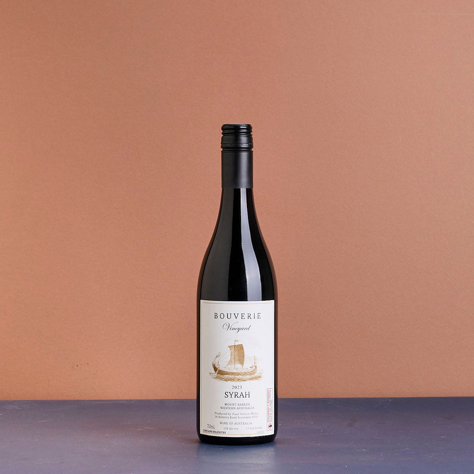 A bottle of Paul Nelson Bouverie Vineyard Syrah 2023 750ml Red Wine