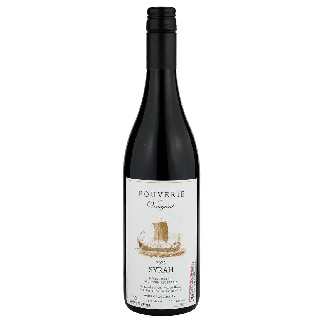 A bottle of Paul Nelson Bouverie Vineyard Syrah 2023 750ml Red Wine