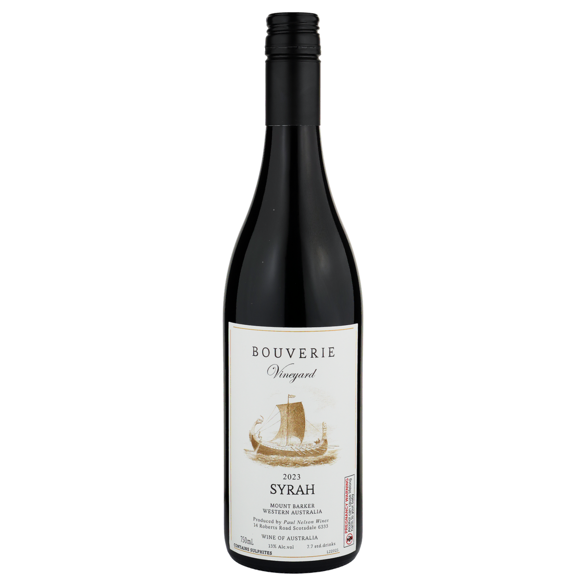A bottle of Paul Nelson Bouverie Vineyard Syrah 2023 750ml Red Wine