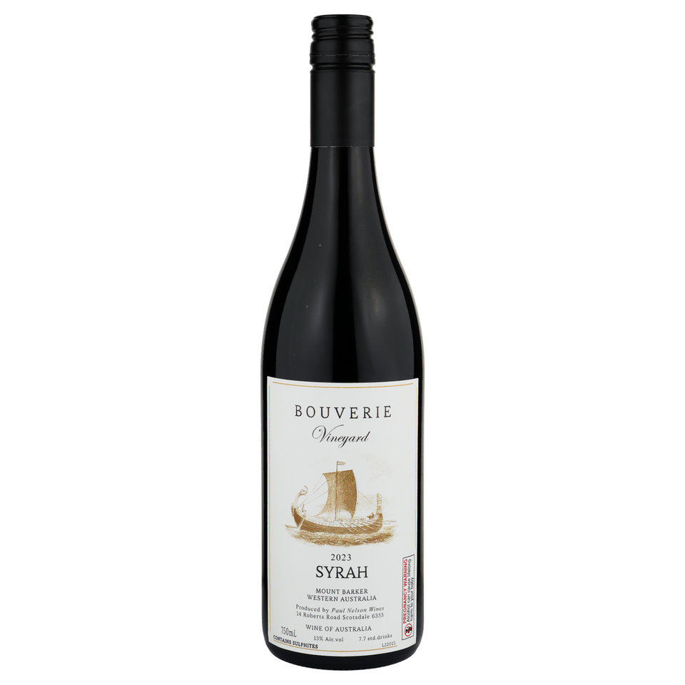 A bottle of Paul Nelson Bouverie Vineyard Syrah 2023 750ml Red Wine