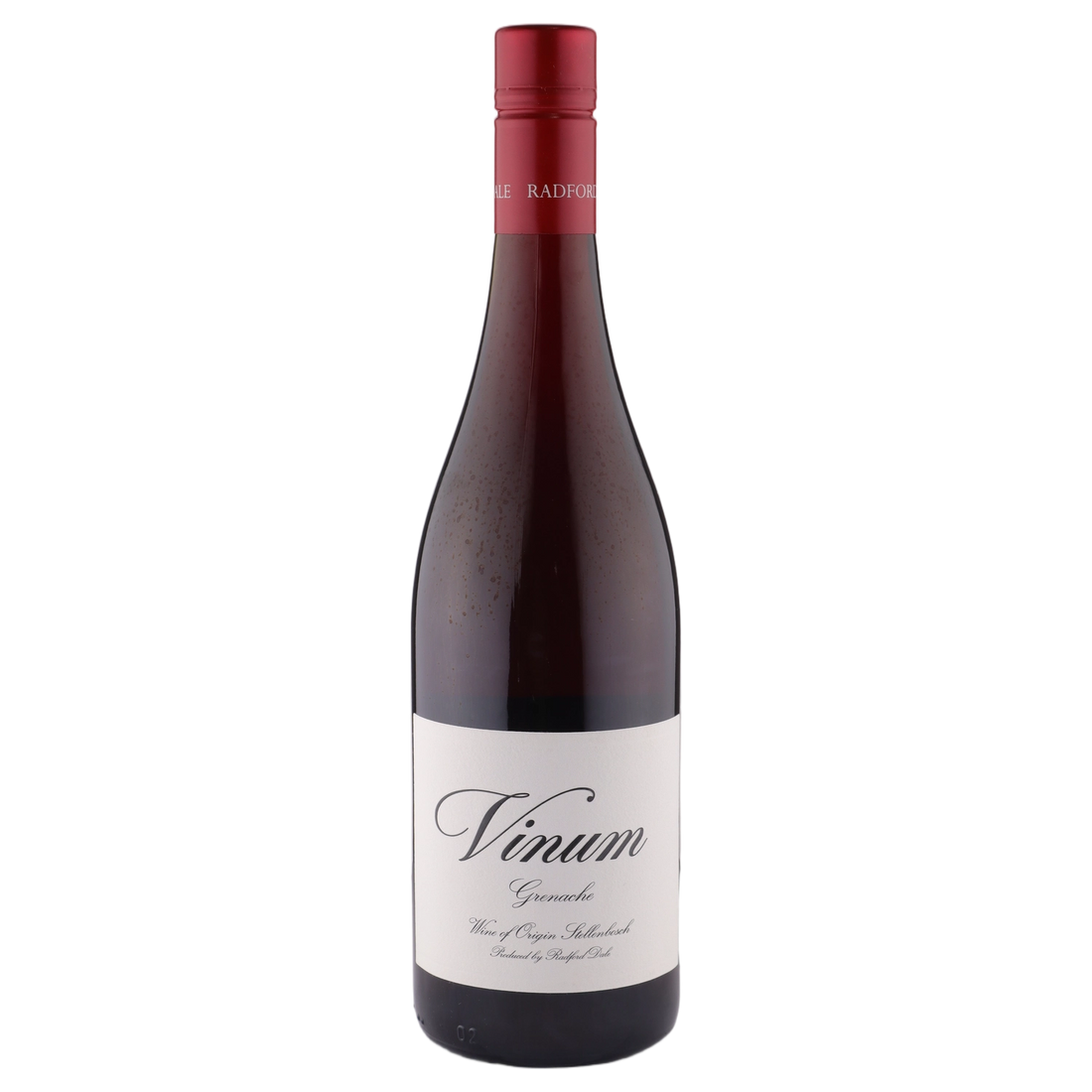 A bottle of 2022 Radford Dale Vinum Stellenbosch Grenache 750ml Red Wine