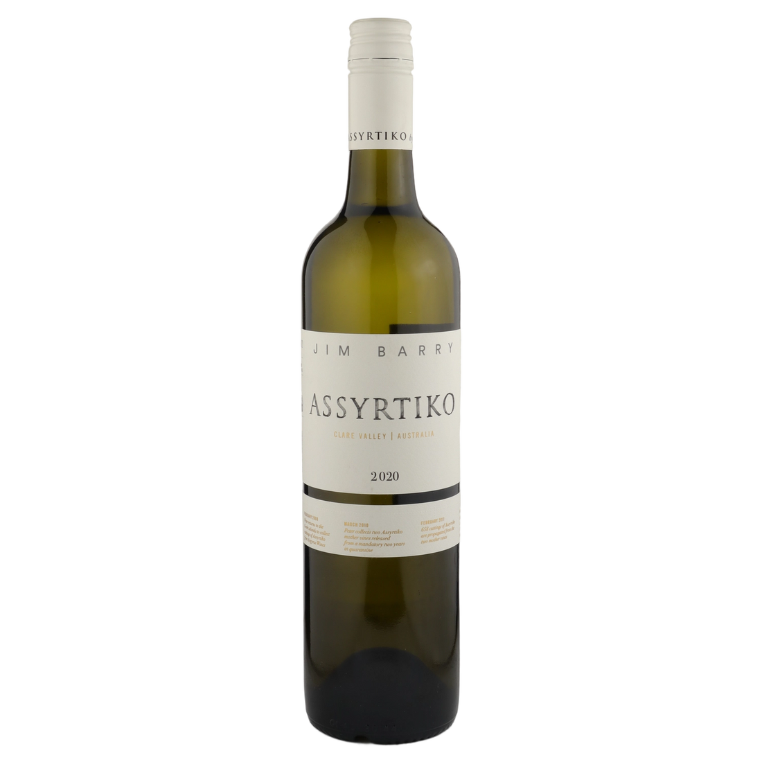 A bottle of 2020 Jim Barry Assyrtiko Cellar Release 750ml White Wine