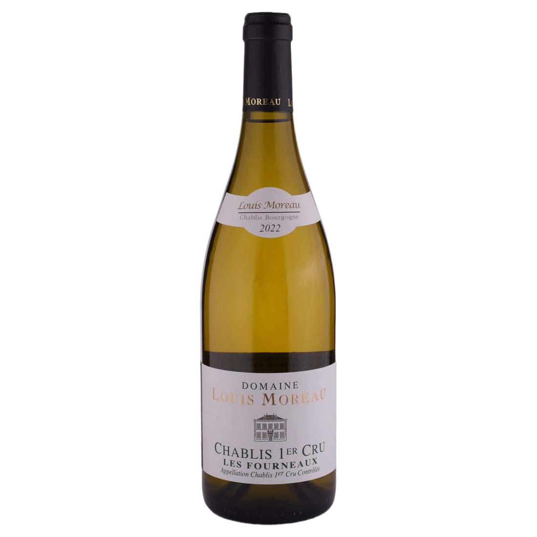 A bottle of 2022 Louis Moreau Chablis 1er Cru Les Fourneaux 750ml White Wine