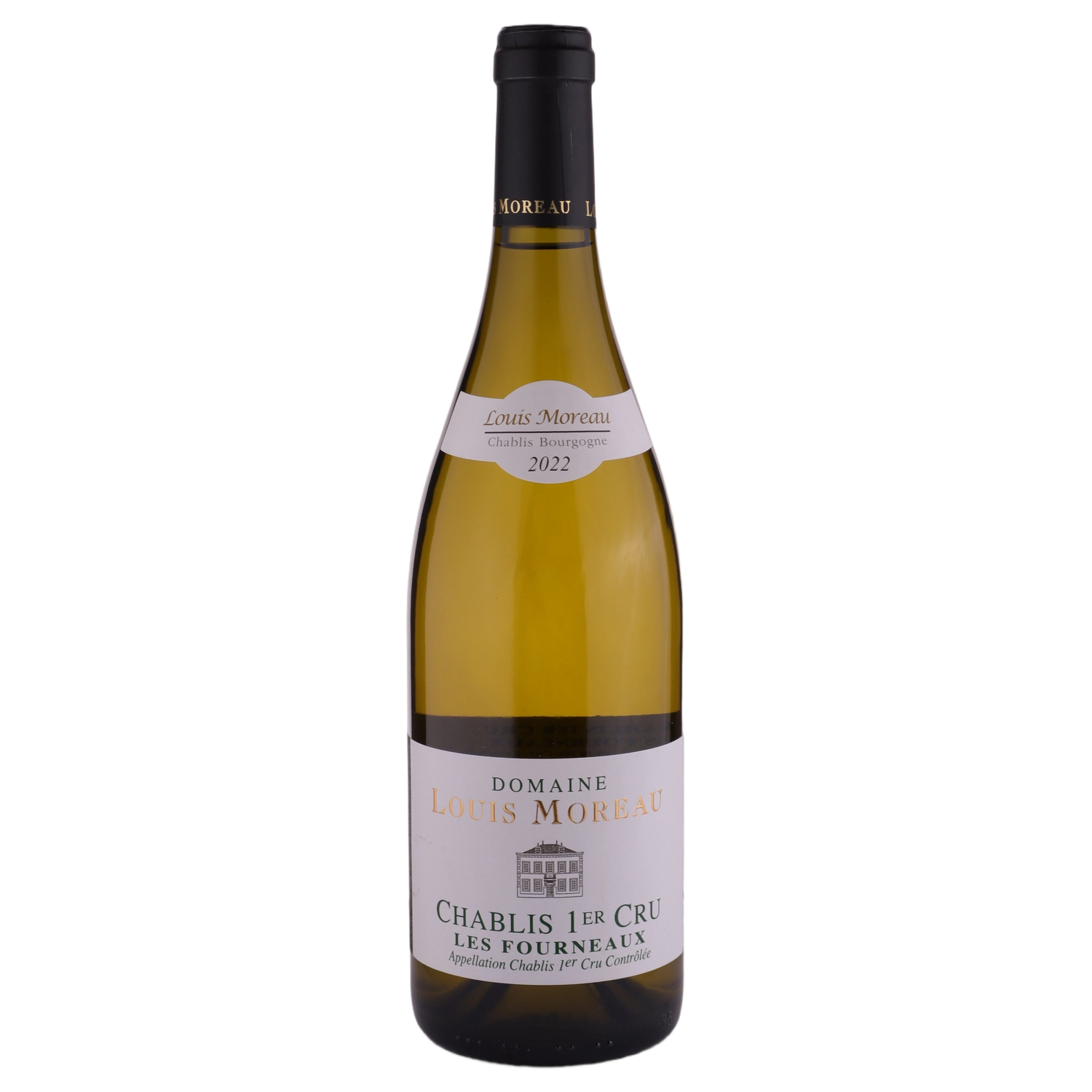 A bottle of 2022 Louis Moreau Chablis 1er Cru Les Fourneaux 750ml White Wine