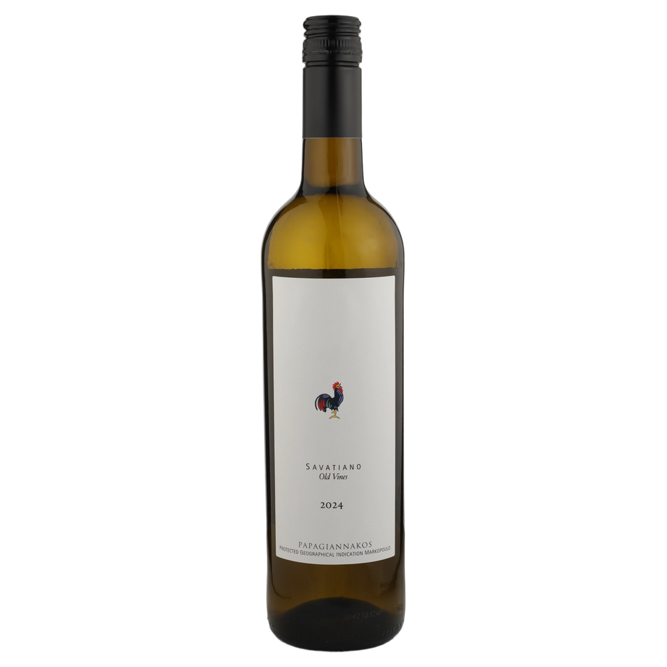 A bottle of 2024 Papagiannakos Old Vines Savatiano 750ml White Wine