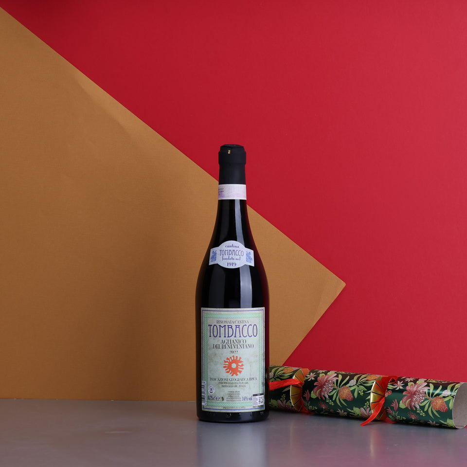 A bottle of Tombacco Aglianico IGT Del Beneventano 2022 750ml Red Wine