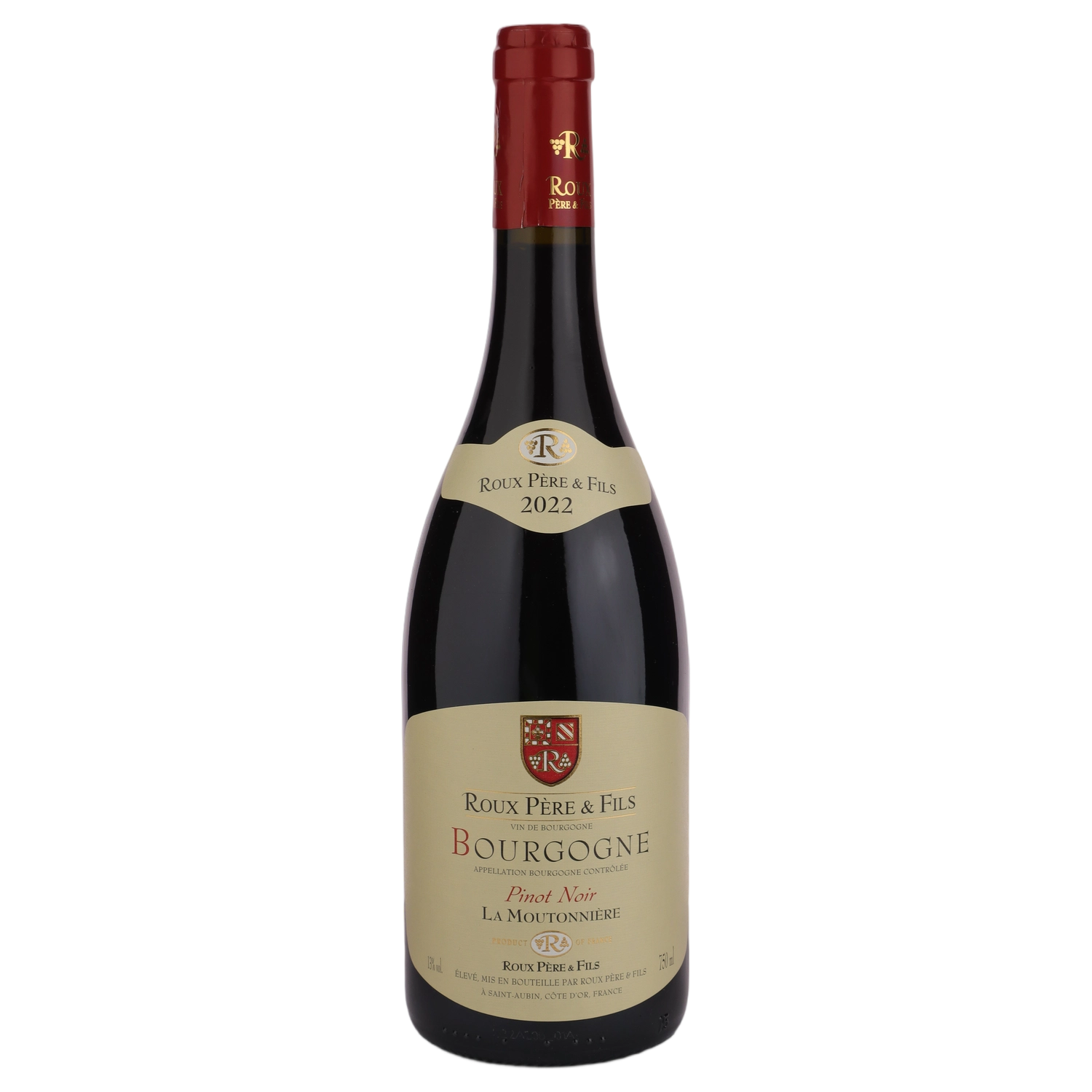 A bottle of 2022 Domaine Roux Bourgogne PN La Moutonniere 750ml Red Wine