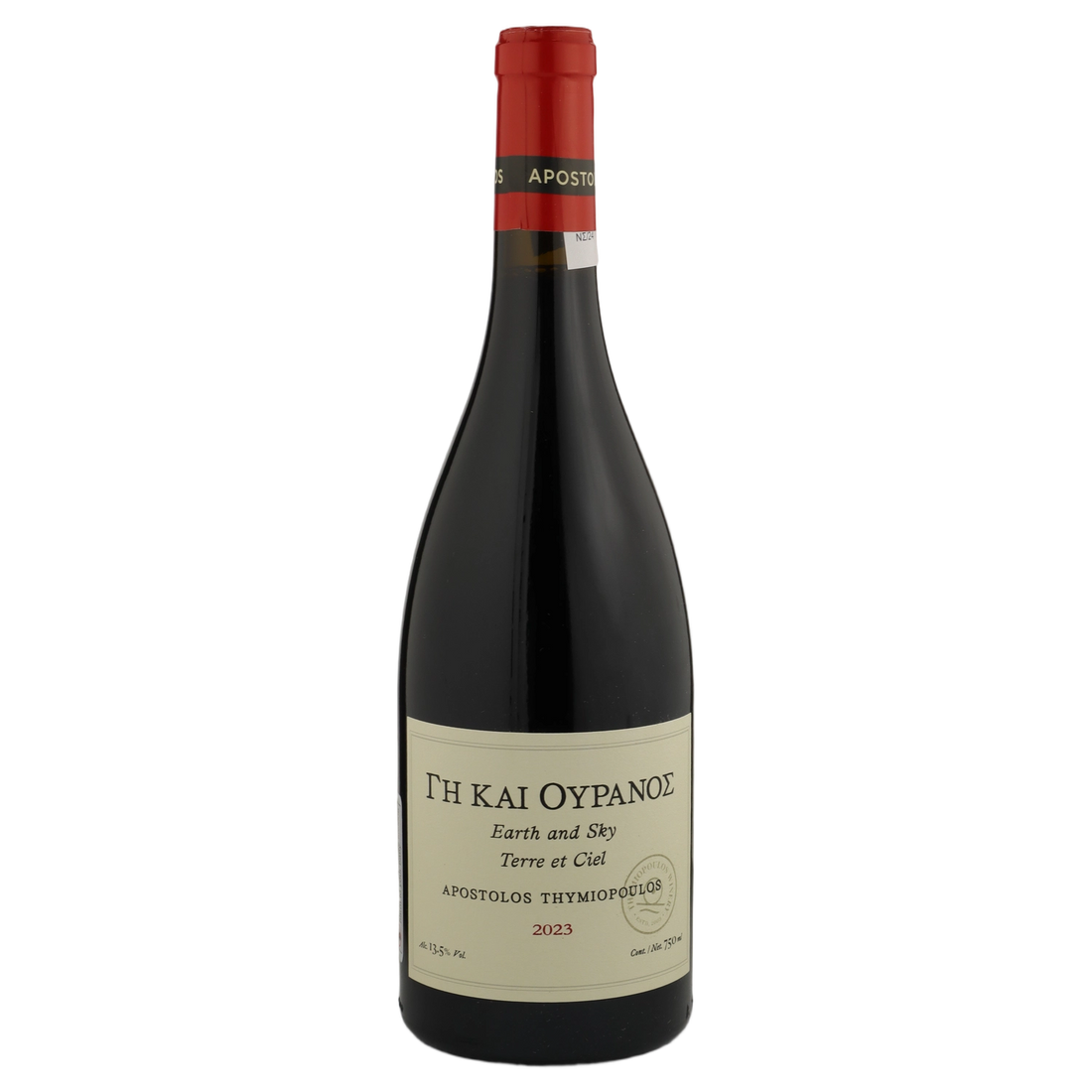 A bottle of 2023 Thymiopoulos Earth & Sky Xinomavro 750ml Red Wine