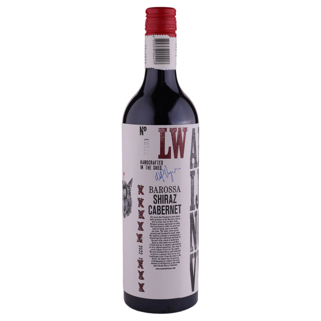 A bottle of 2022 Lost Wolf Barossa Valley Shiraz Cabernet 750ml Red Wine