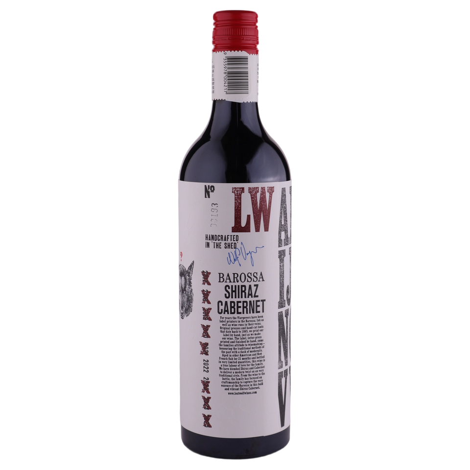 A bottle of 2022 Lost Wolf Barossa Valley Shiraz Cabernet 750ml Red Wine