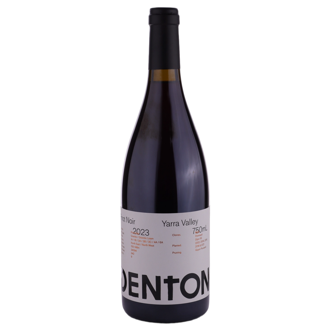 A bottle of 2023 Denton Pinot Noir 750ml Red Wine