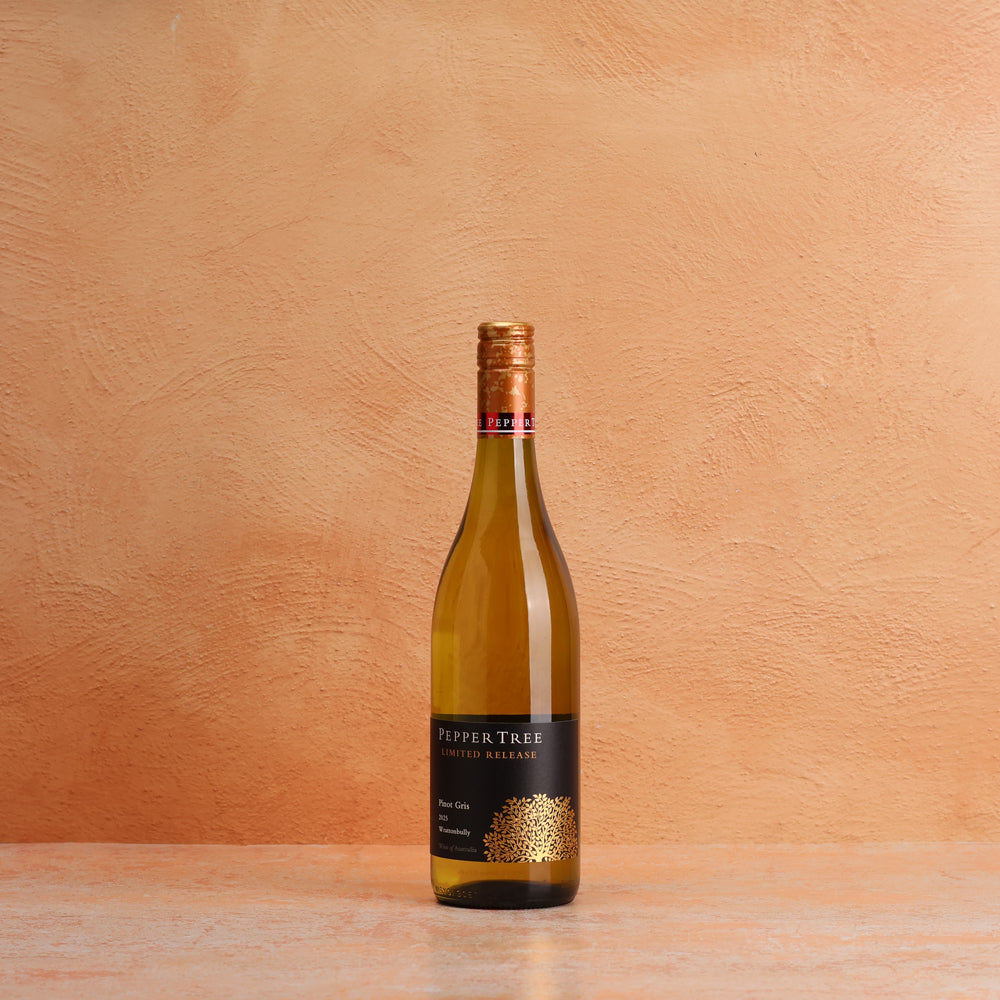 A bottle of Pepper Tree Black Label Limited Release Pinot Gris 2025 750ml White Wine