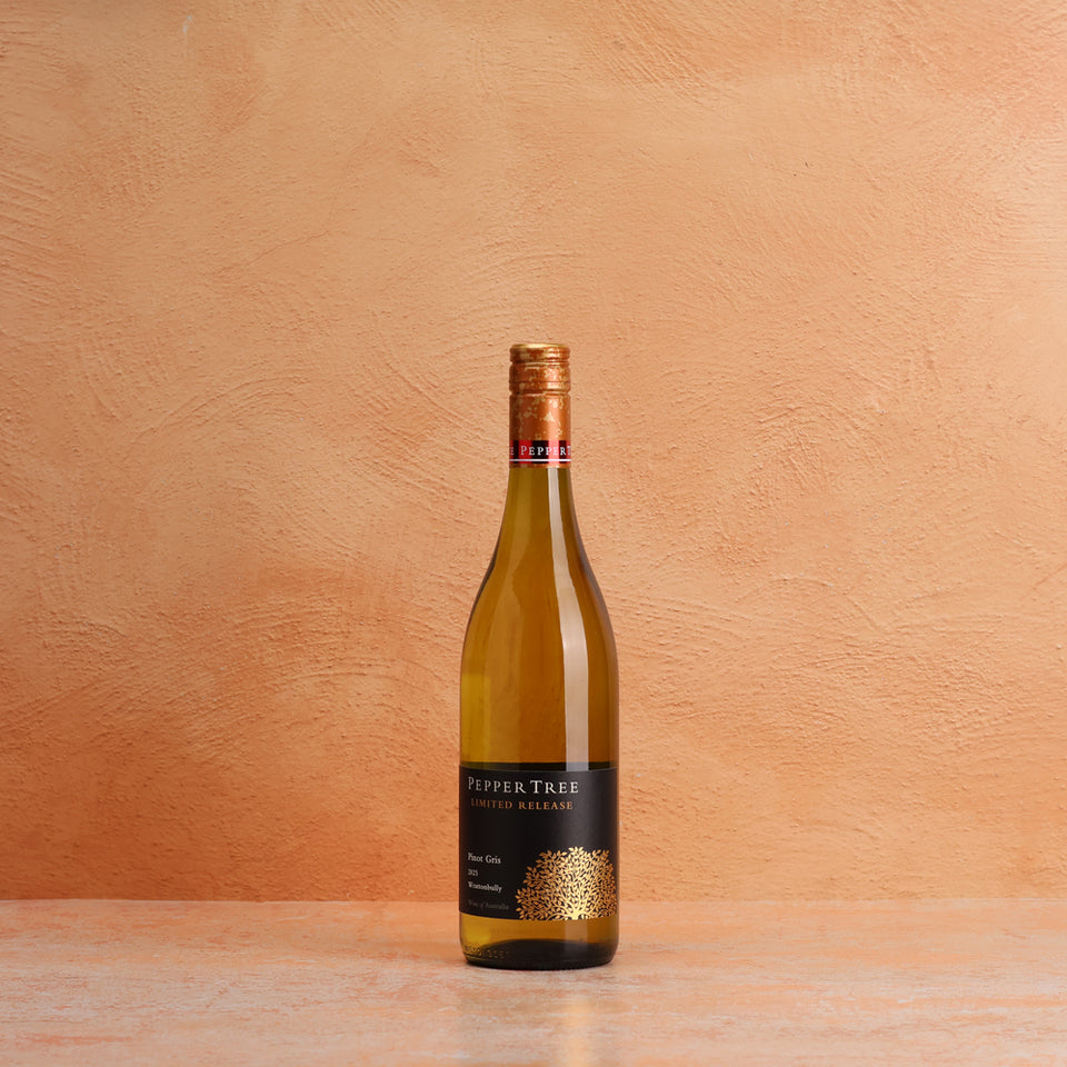 A bottle of Pepper Tree Black Label Limited Release Pinot Gris 2025 750ml White Wine