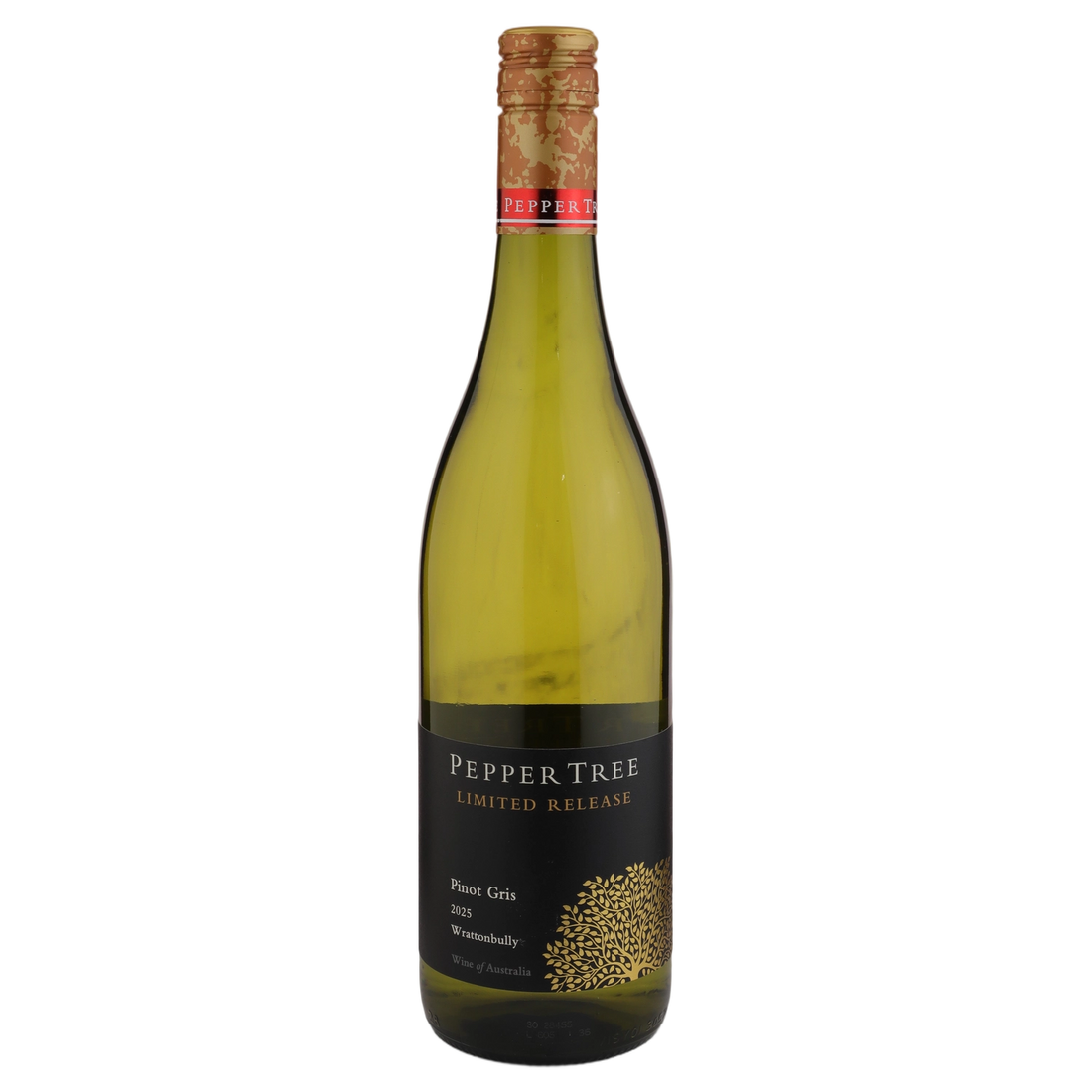 A bottle of Pepper Tree Black Label Limited Release Pinot Gris 2025 750ml White Wine