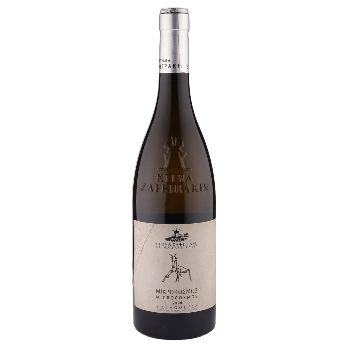 A bottle of 2024 Zafeirakis Microcosmos Malagousia 750ml White Wine