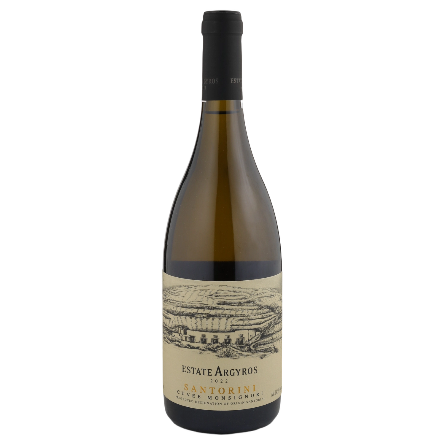A bottle of 2022 Argyros Estate Cuvee Monsignori 750ml White Wine