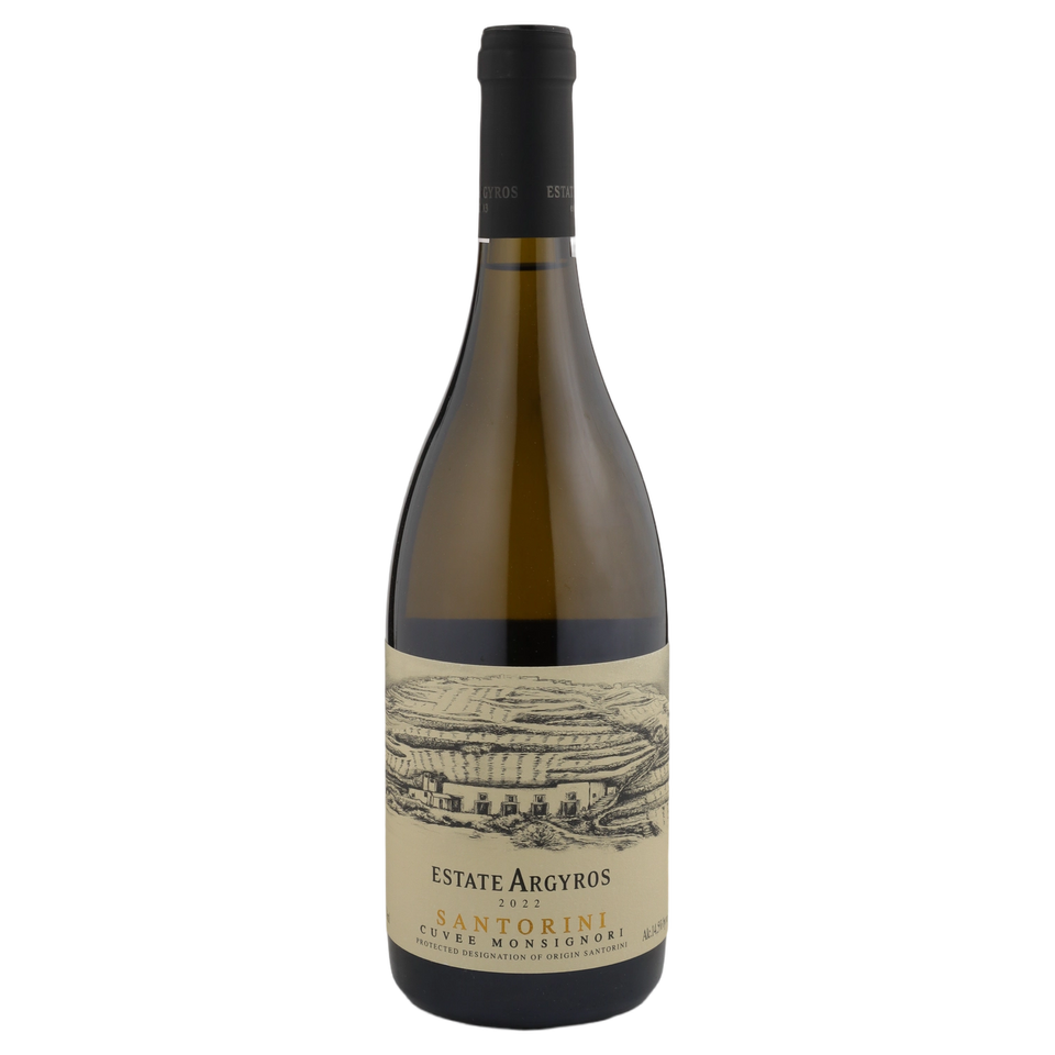 A bottle of 2022 Argyros Estate Cuvee Monsignori 750ml White Wine