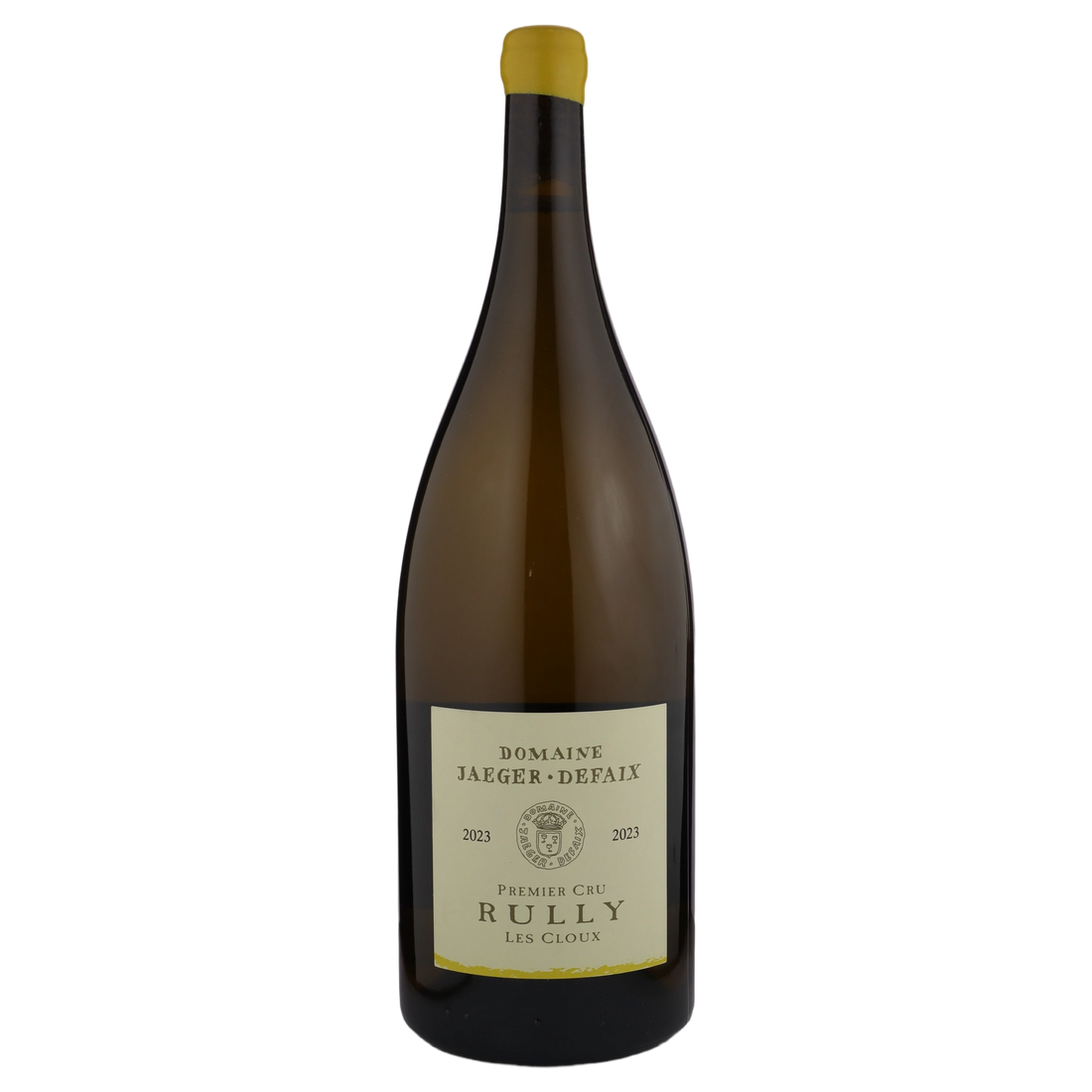 A bottle of 2023 Domaine Jaeger Defaix Rully 1er Cru Les Cloux Blanc () 1500ml White Wine