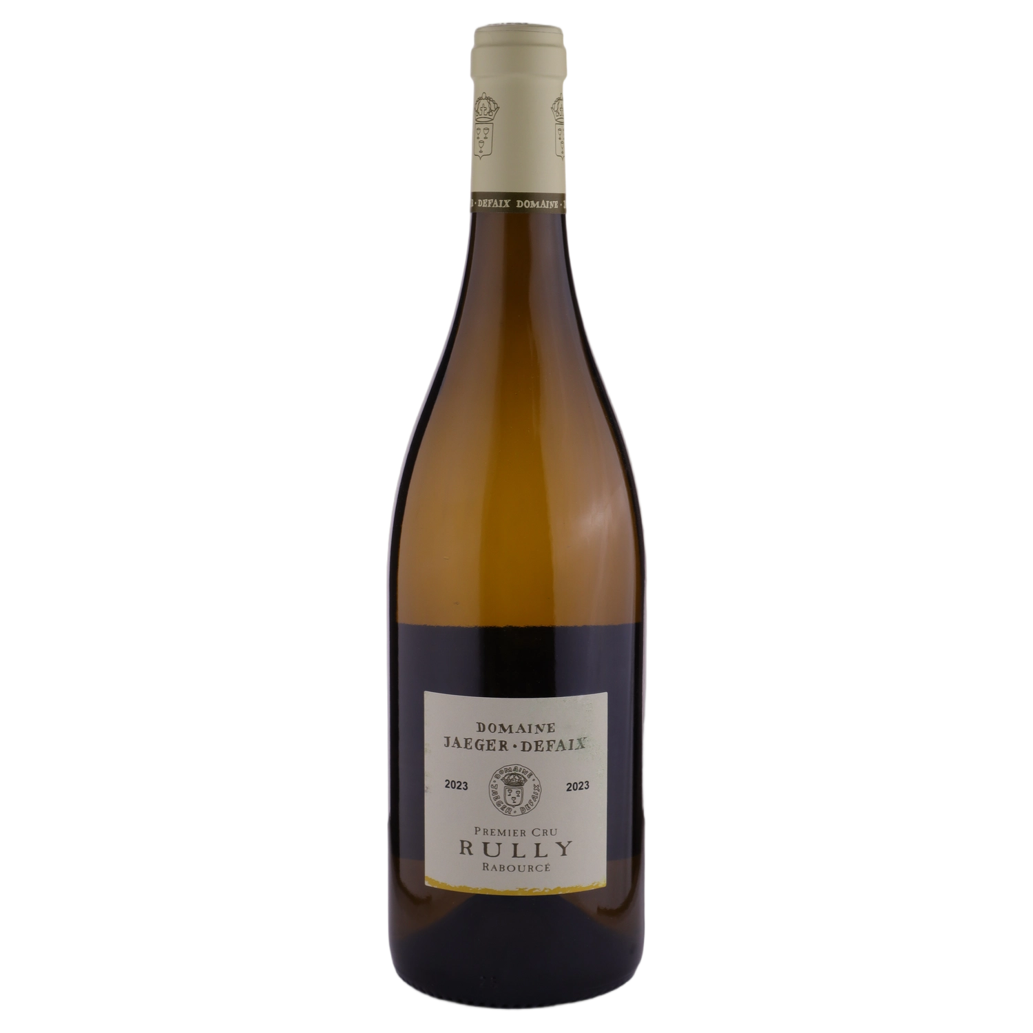 A bottle of 2023 Domaine Jaeger Defaix Rully 1er Cru Rabourcé Blanc 750ml White Wine