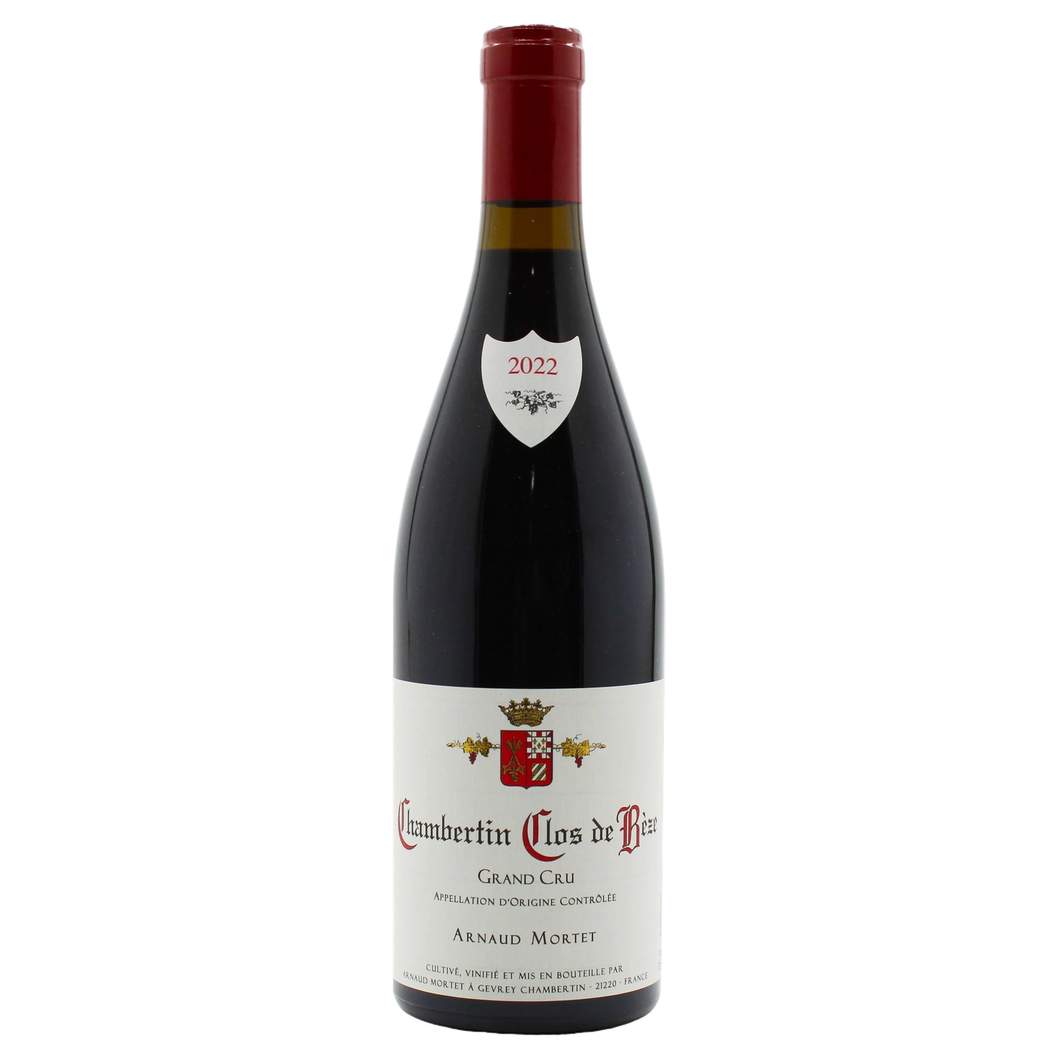 A bottle of 2022 Arnaud Mortet Chambertin Clos de Bèze Grand Cru 750ml Red Wine
