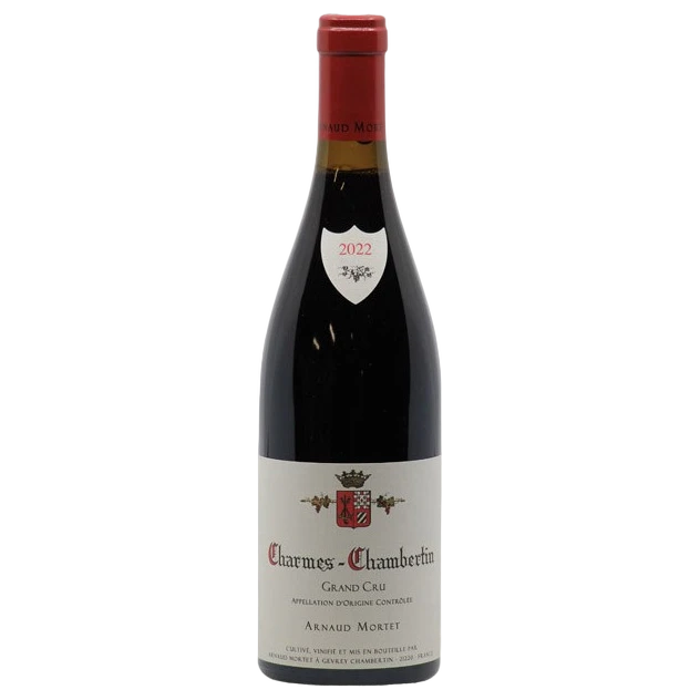 A bottle of 2022 Arnaud Mortet Charmes Chambertin Grand Cru 750ml Red Wine