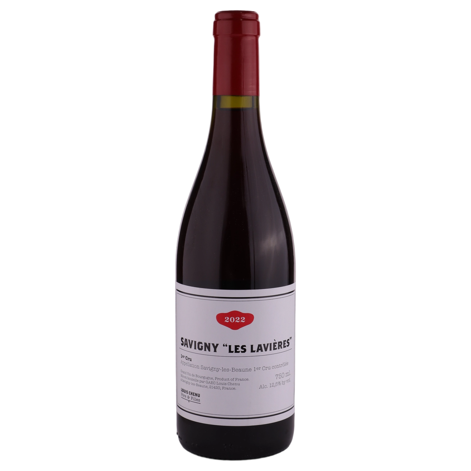 A bottle of 2022 Domaine Louis Chenu Savigny 1er Les Lavieres 750ml Red Wine
