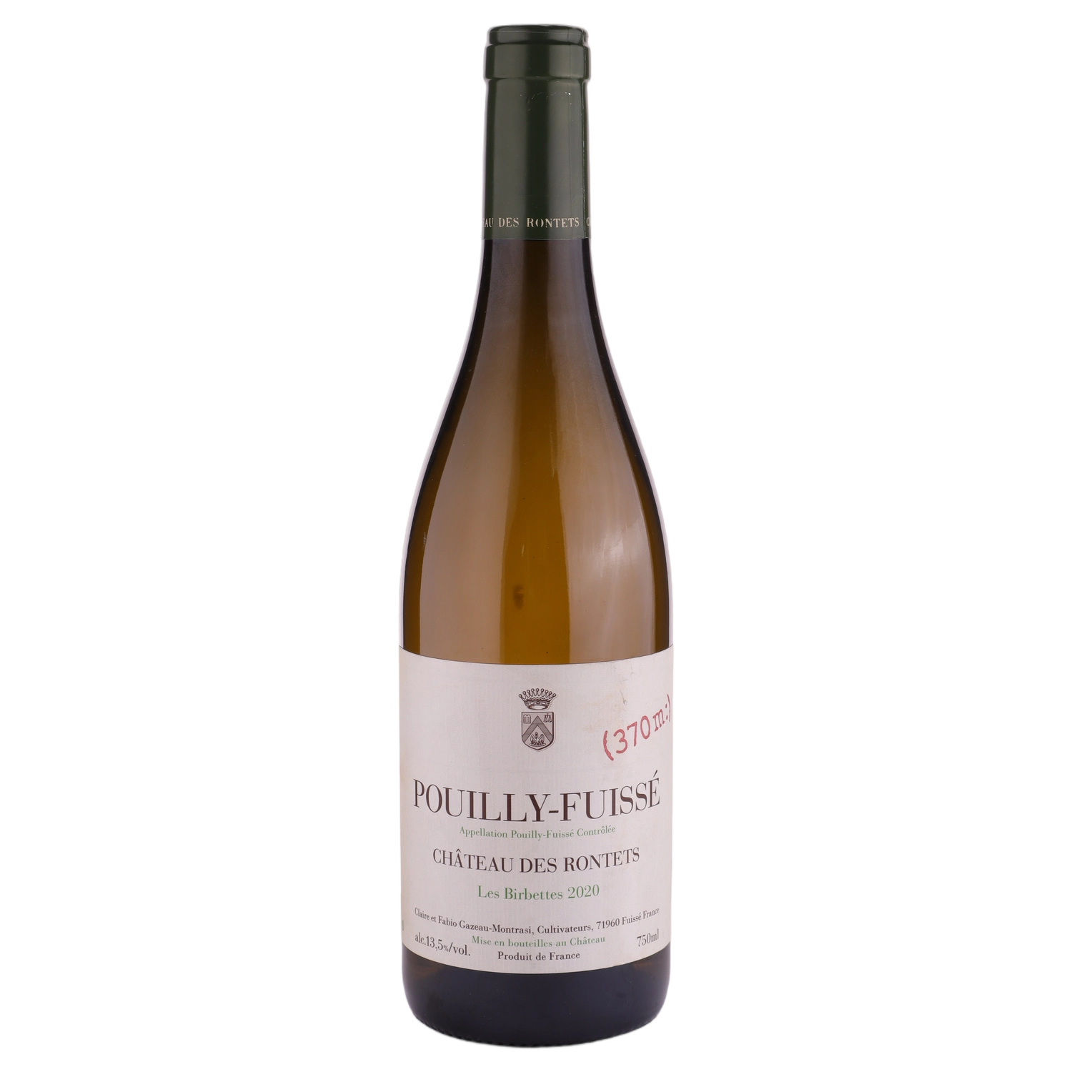 A bottle of 2020 Chateau des Rontets Pouilly Fuissé 'Les Birbettes' white 750ml White Wine