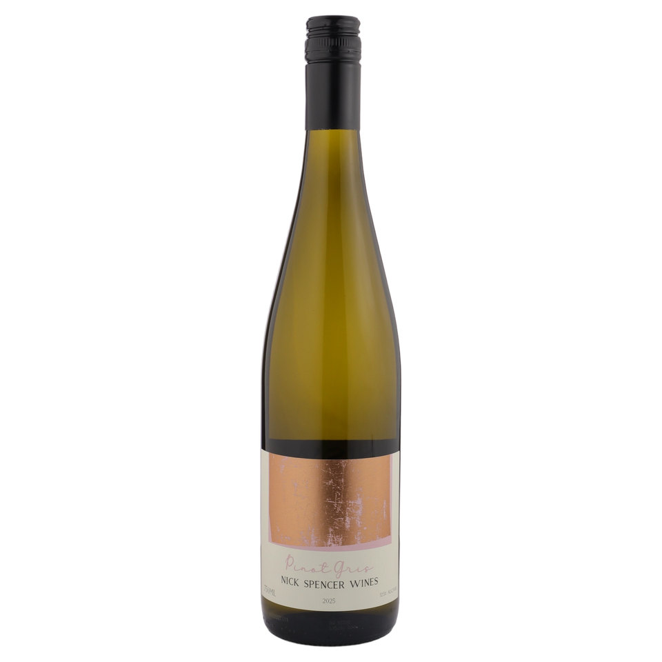 A bottle of 2025 Nick Spencer Pinot Gris 750ml White Wine