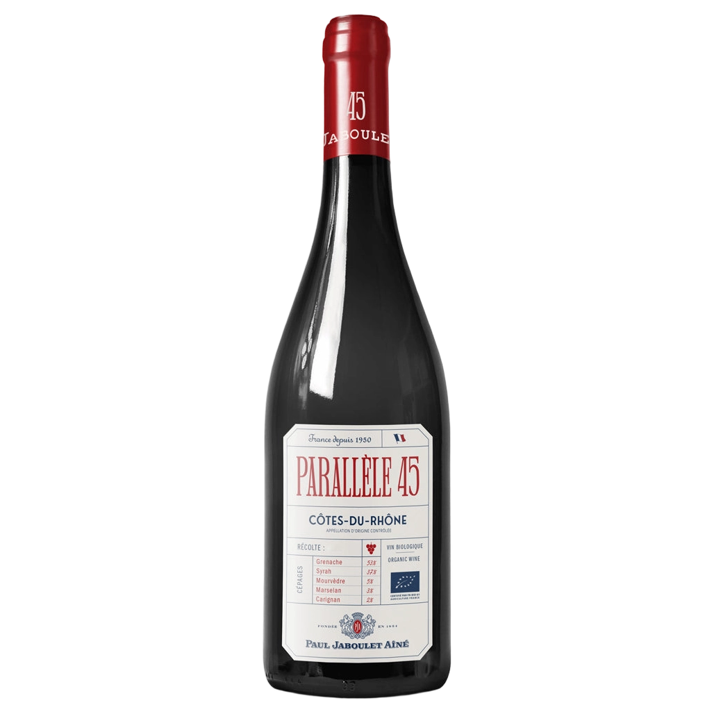 A bottle of 2023 P.Jaboulet Cotes Du Rhone Parallele 45 Rouge New Label 750ml Red Wine