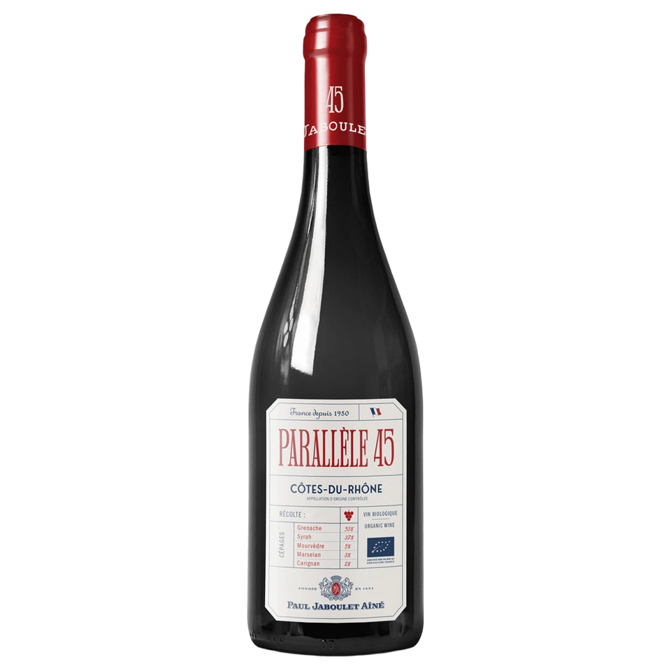 A bottle of 2023 P.Jaboulet Cotes Du Rhone Parallele 45 Rouge New Label 750ml Red Wine