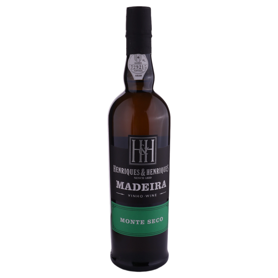 A bottle of Henriques & Henriques Monte Seco Extra Dry 3YO Madeira 500ml Fortified Wine