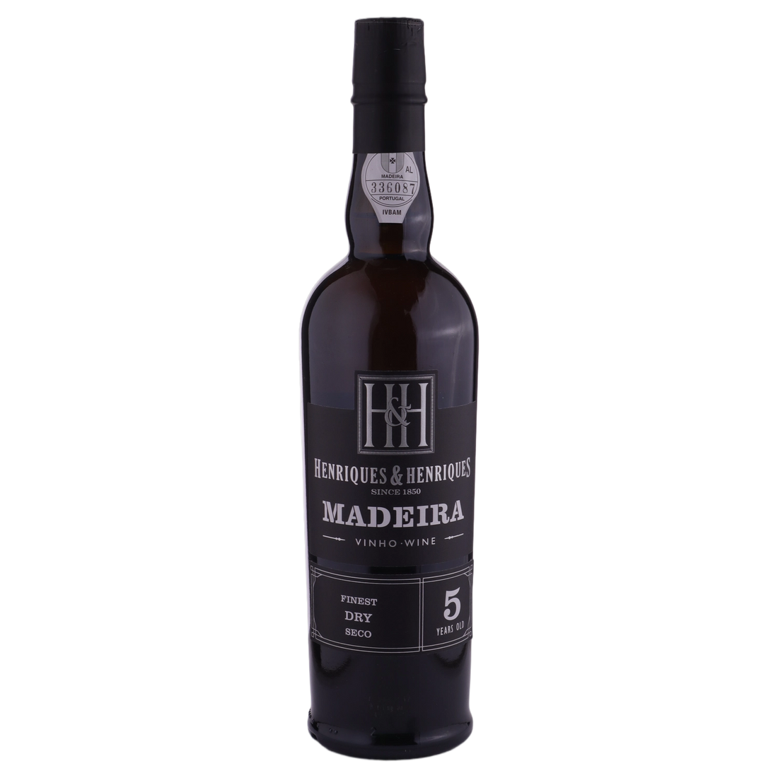 A bottle of NV Henriques & Henriques Finest Dry 5Yo Madeira NV 500ml Fortified Wine