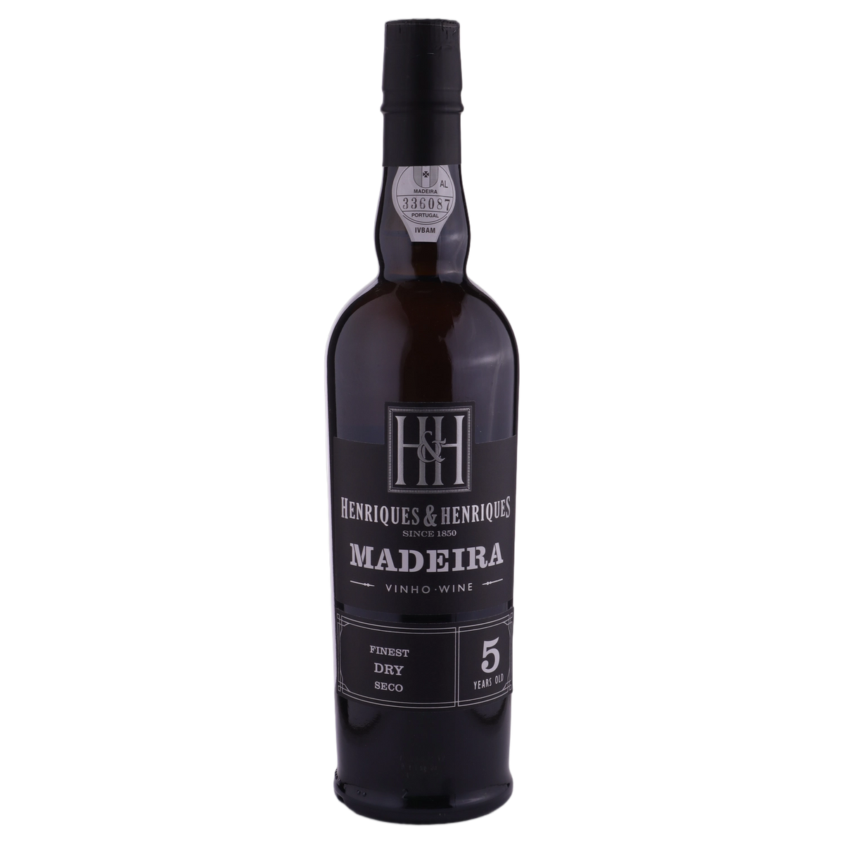 A bottle of NV Henriques & Henriques Finest Dry 5Yo Madeira NV 500ml Fortified Wine