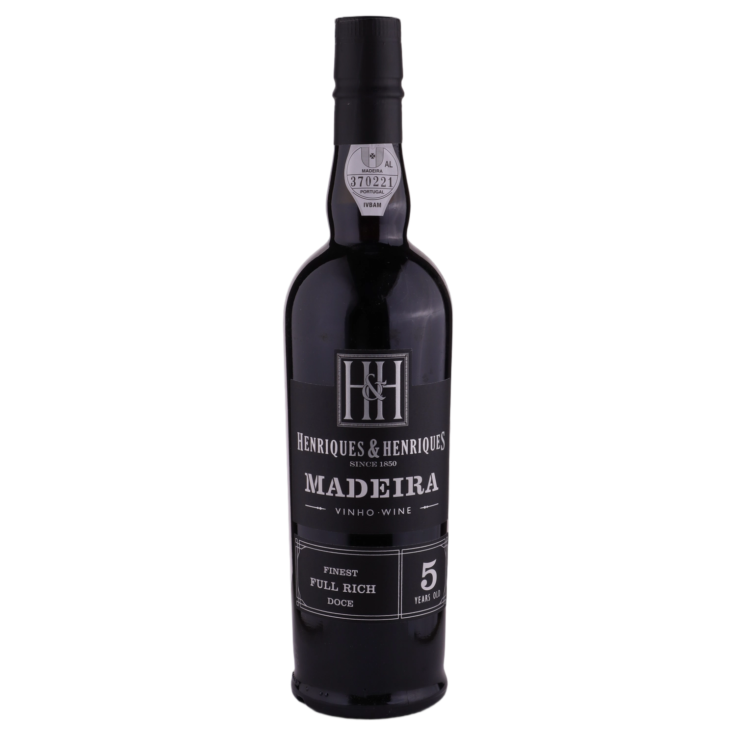 A bottle of NV Henriques & Henriques Finest Full Rich 5Yo Madeira NV 500ml Fortified Wine