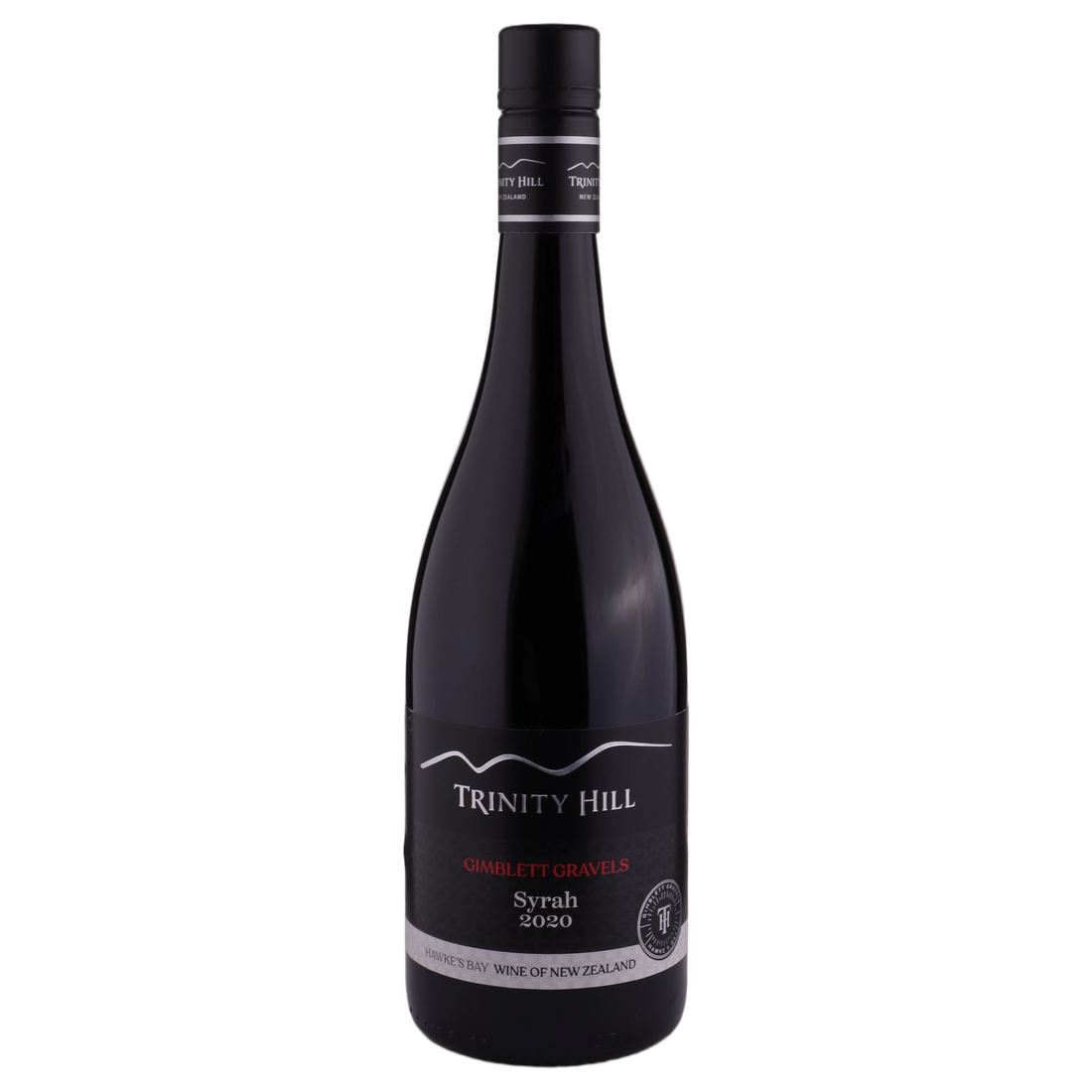 A bottle of 2020 Trinity Hill Gimblett Gravels Syrah 750ml Red Wine