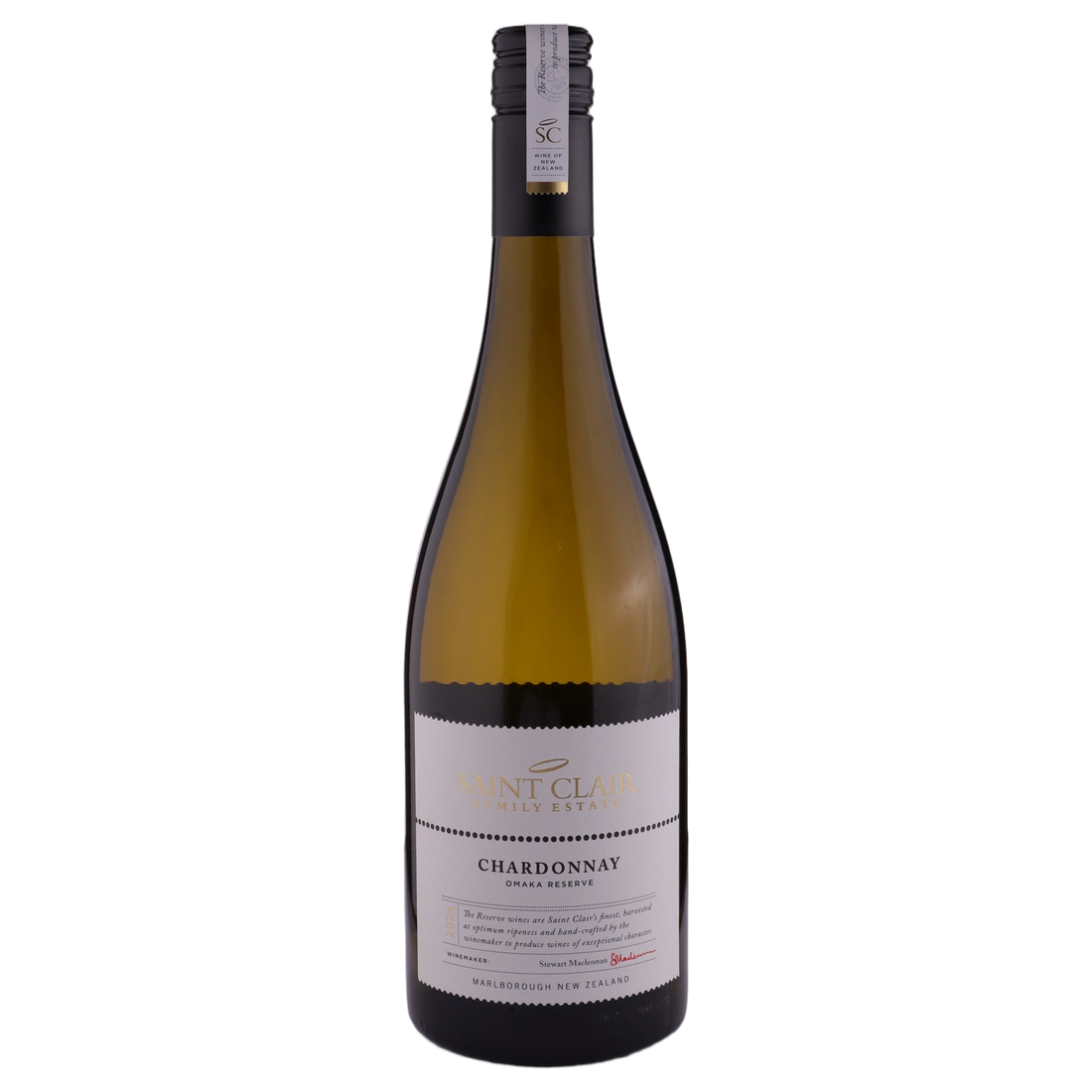 A bottle of 2024 Saint Clair Omaka Reserve Chardonnay Australia 750ml White Wine
