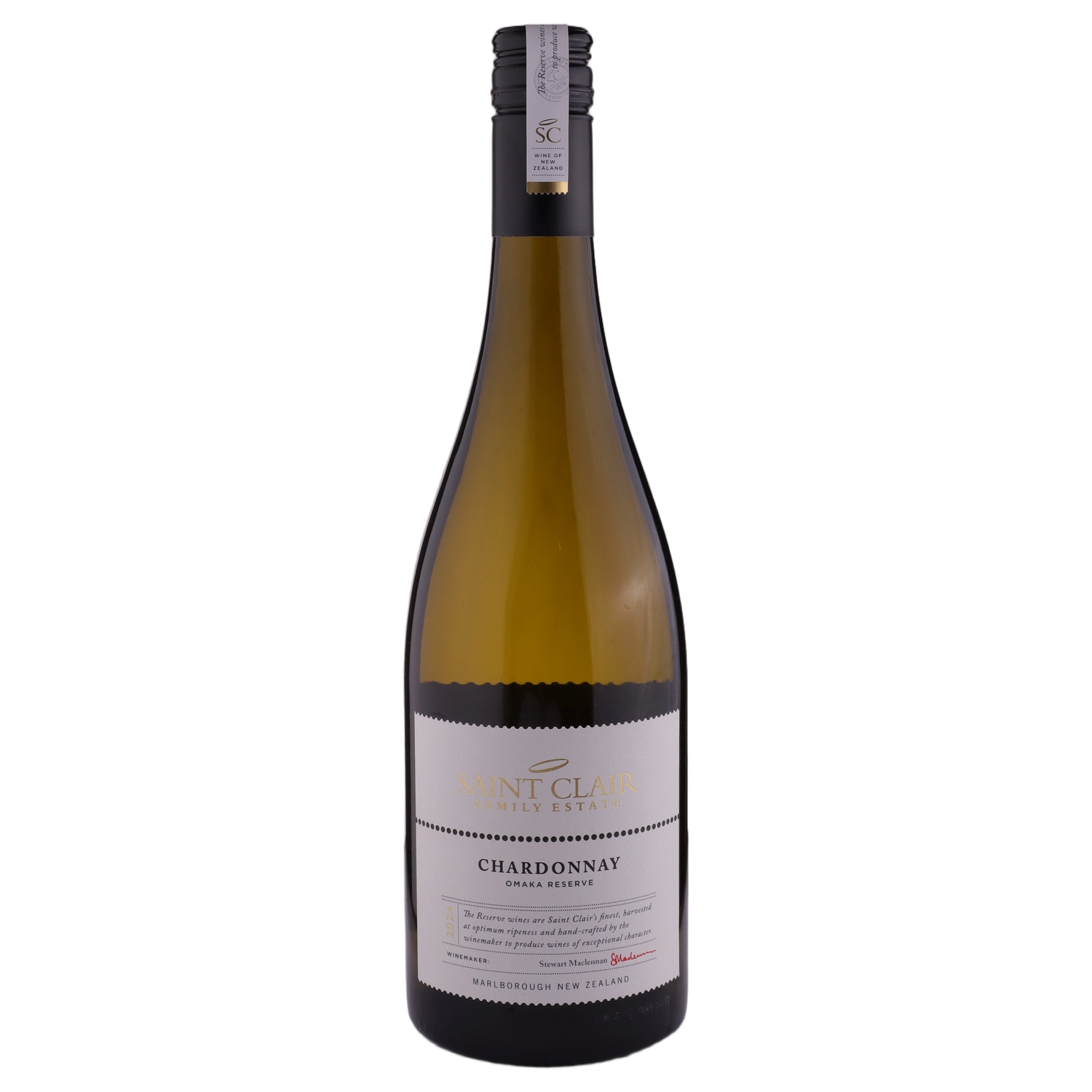 A bottle of 2024 Saint Clair Omaka Reserve Chardonnay Australia 750ml White Wine