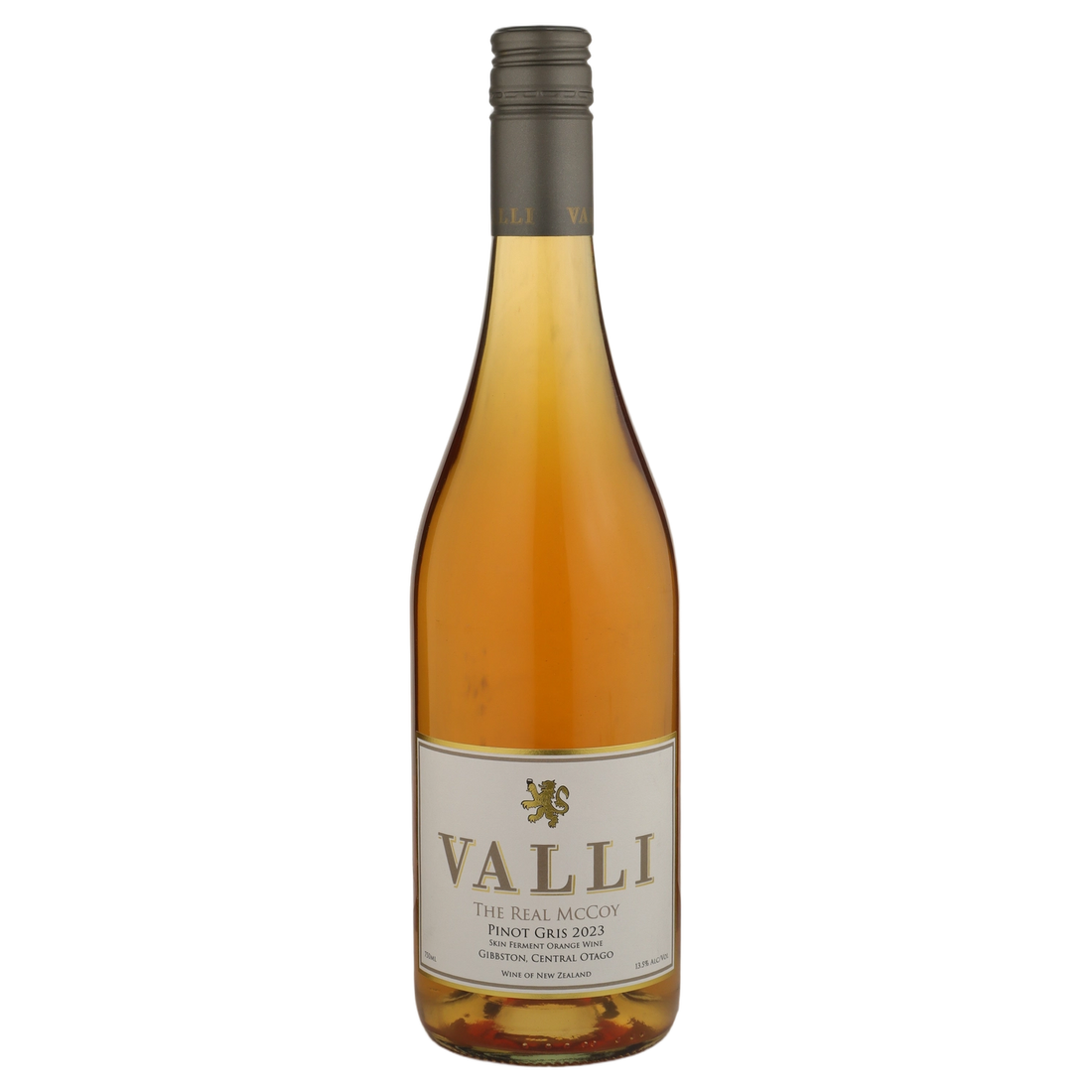 A bottle of 2023 Valli Vineyards "The Real McCoy" Orange Wine 750ml White Wine