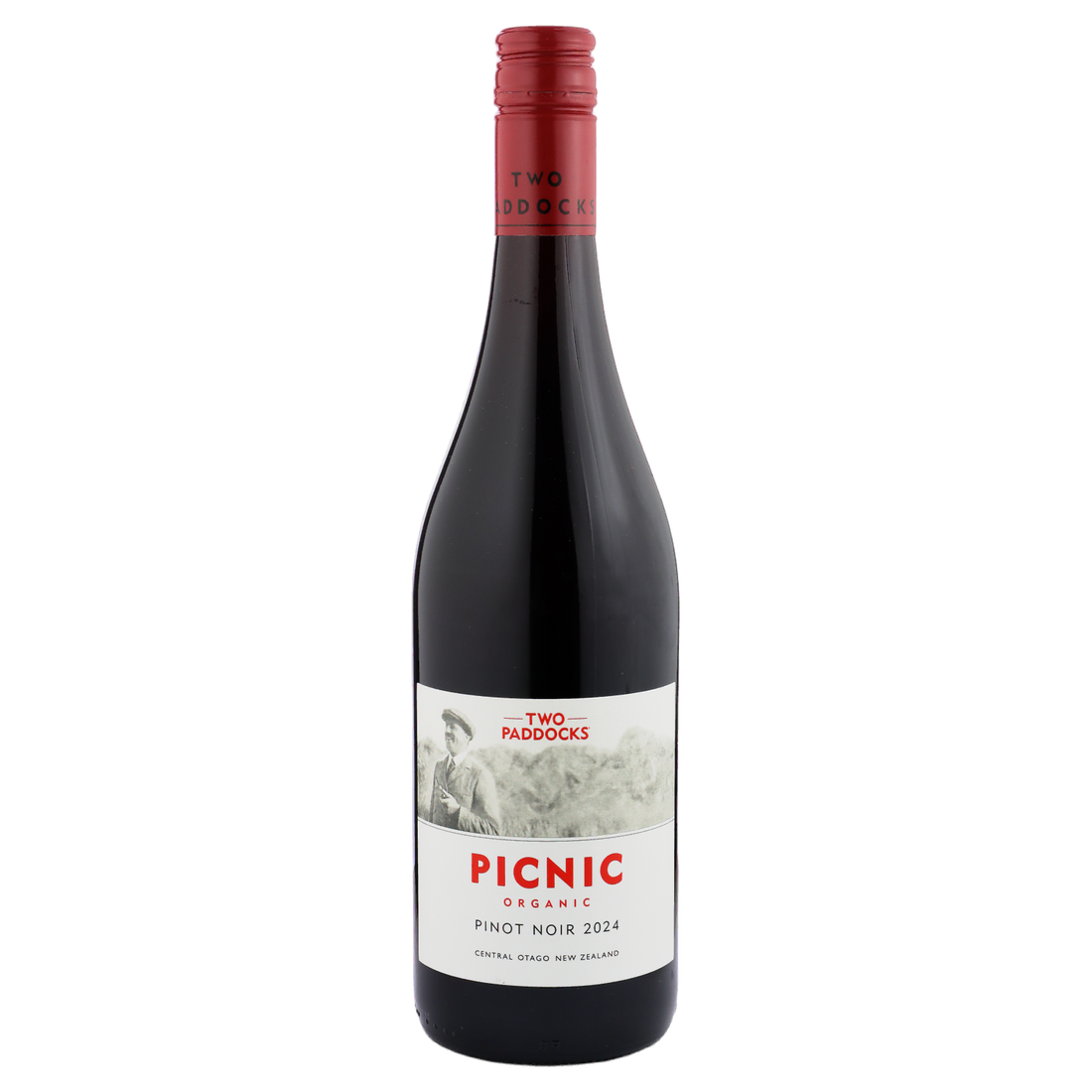 A bottle of Two Paddocks Picnic Pinot Noir 2024 750ml Red Wine