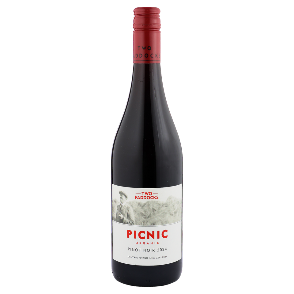A bottle of Two Paddocks Picnic Pinot Noir 2024 750ml Red Wine