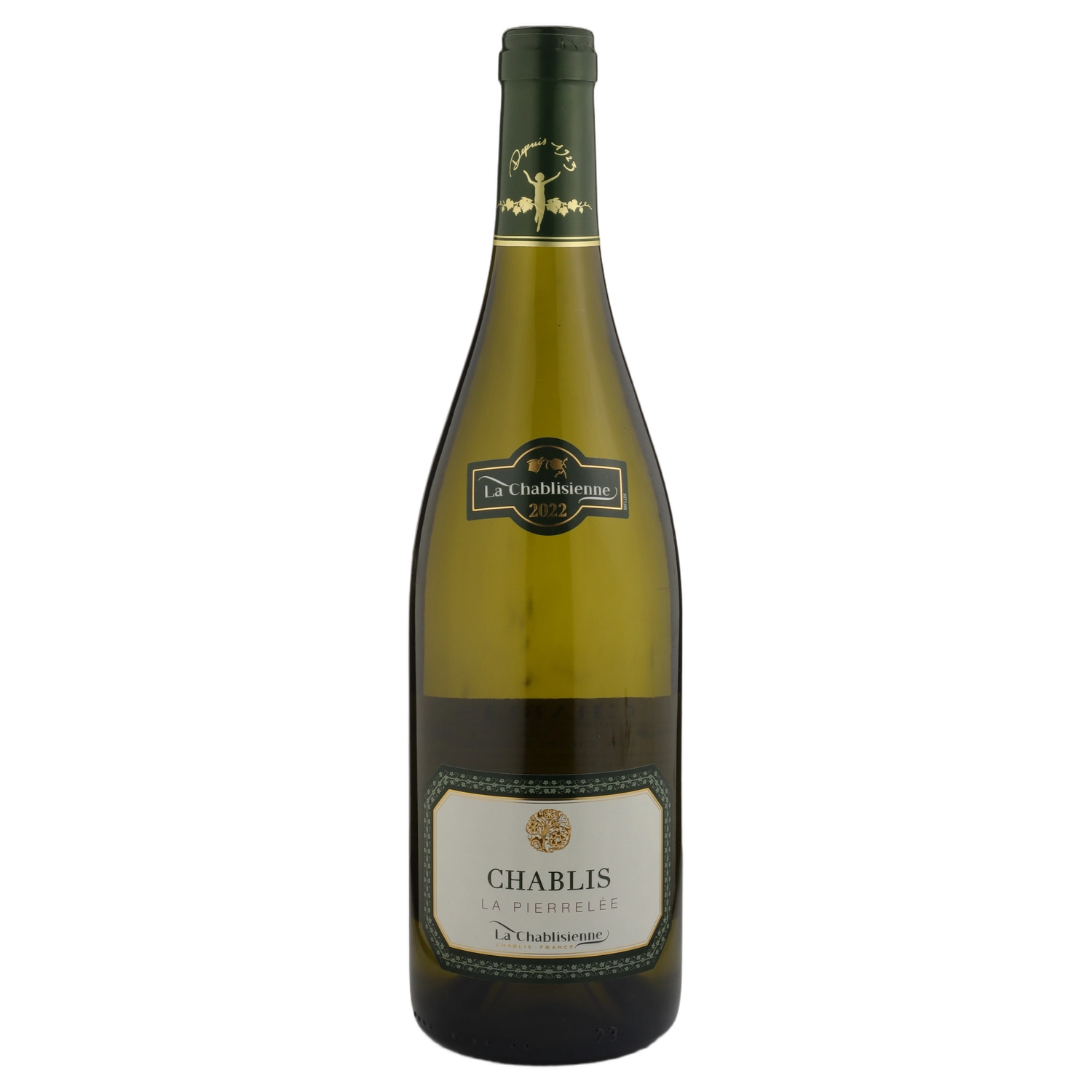 A bottle of 2022 La Chablisienne LaPierele Chablis Chablis 750ml White Wine