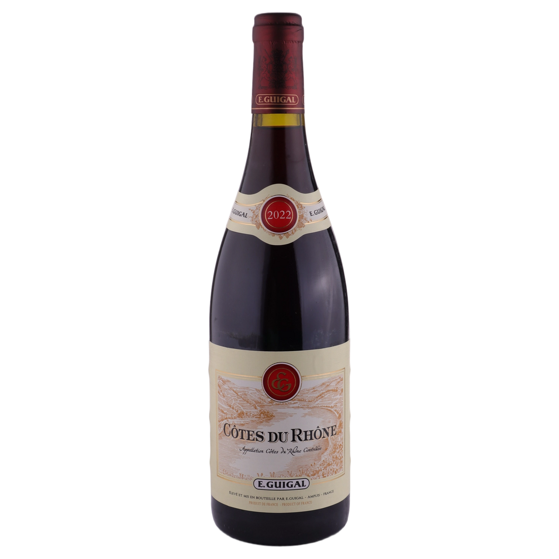 A bottle of 2022 Guigal Côtes du Rhône Rouge 750ml Red Wine