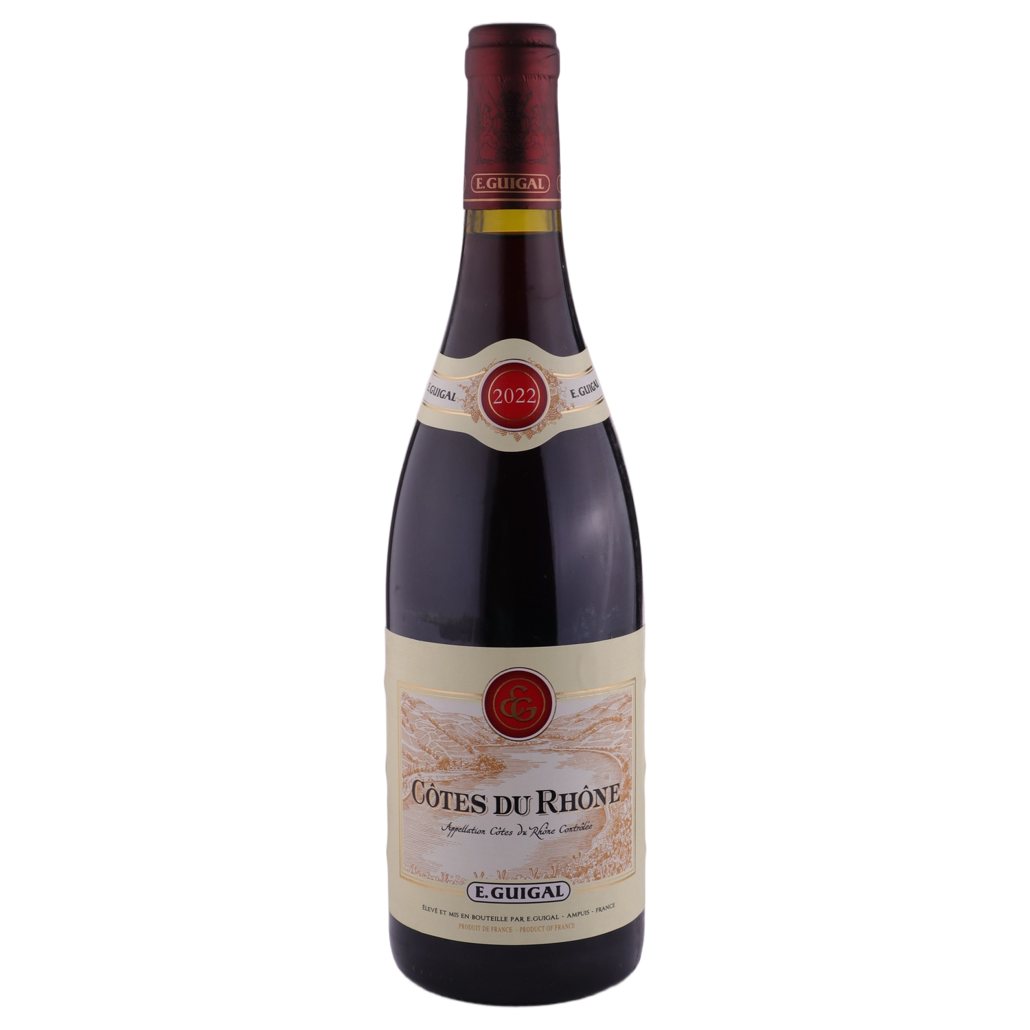 A bottle of 2022 Guigal Côtes du Rhône Rouge 750ml Red Wine