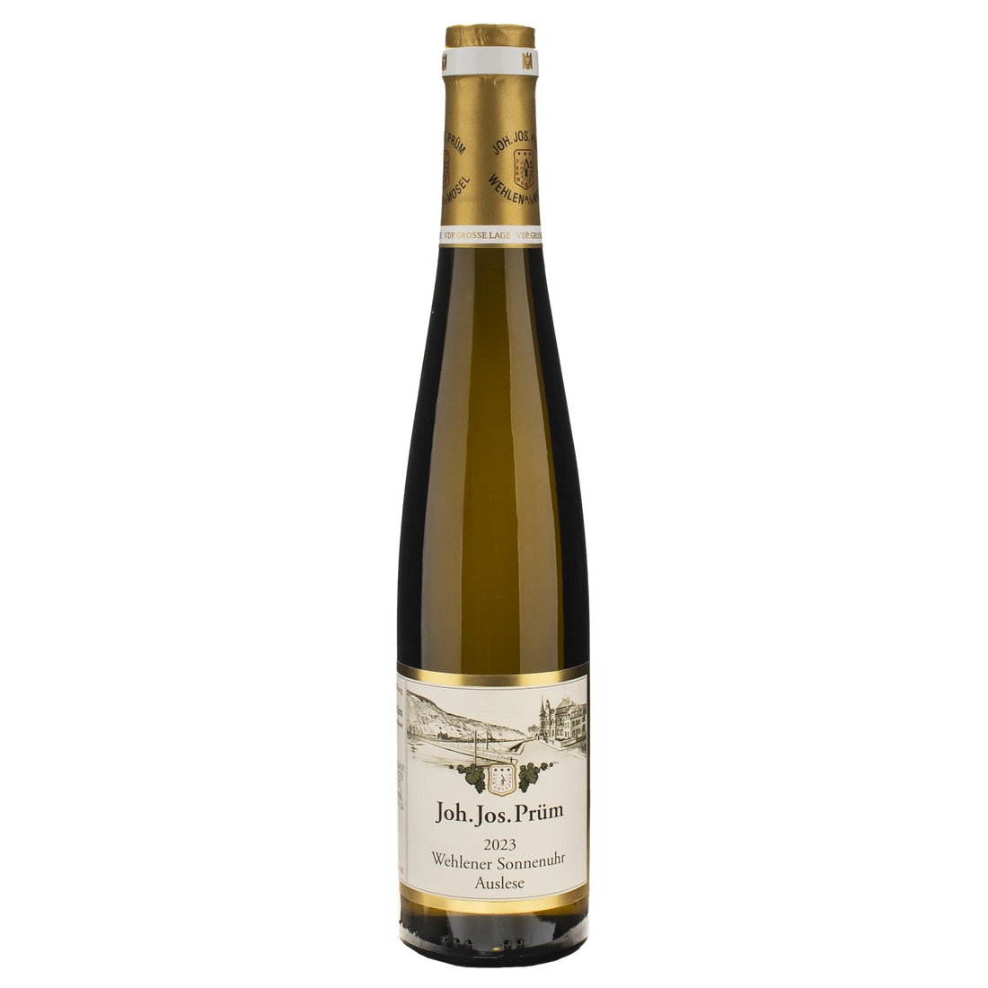 A bottle of 2023 Joh Jos Prüm Wehlener Sonnenuhr Riesling Auslese GOLDKAPSEL () 375ml White Wine