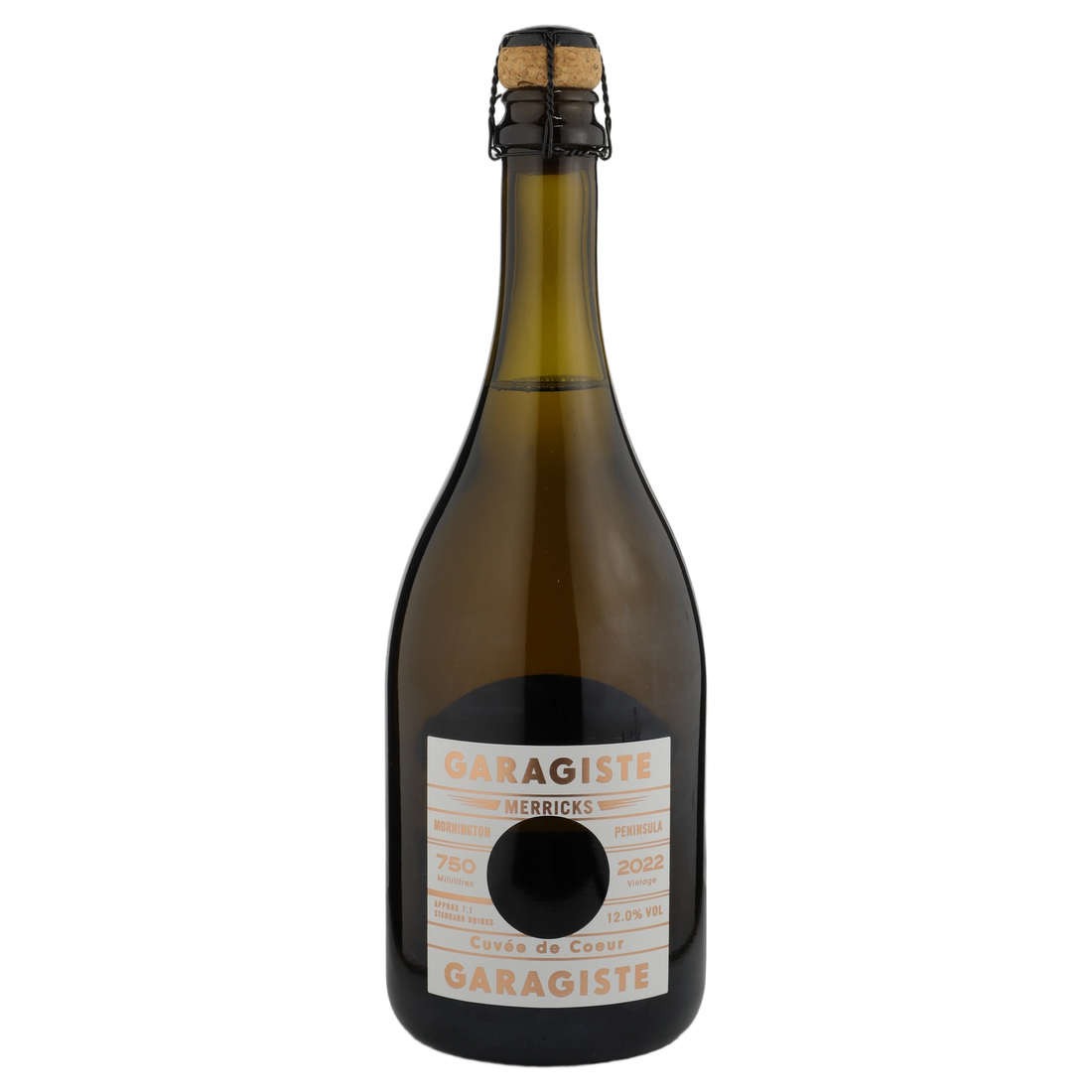 A bottle of Garagiste Merricks Cuvée de Coeur 2022 750ml Sparkling Wine
