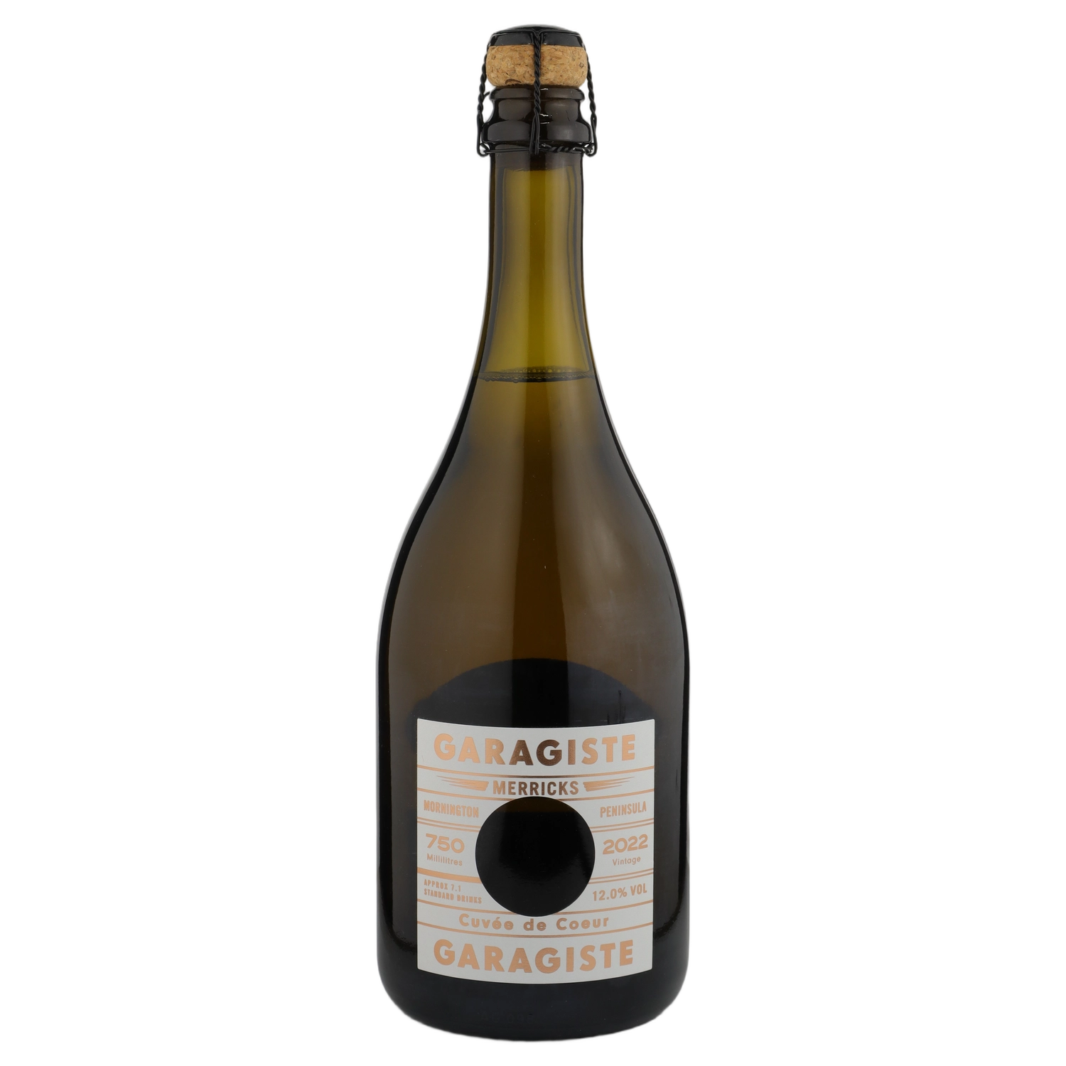 A bottle of Garagiste Merricks Cuvée de Coeur 2022 750ml Sparkling Wine