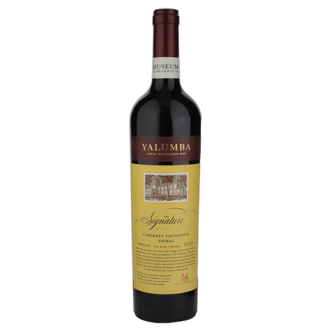 A bottle of 2015 Yalumba The Signature Cabernet Sauvignon & Shiraz Museum Release 750ml Red Wine