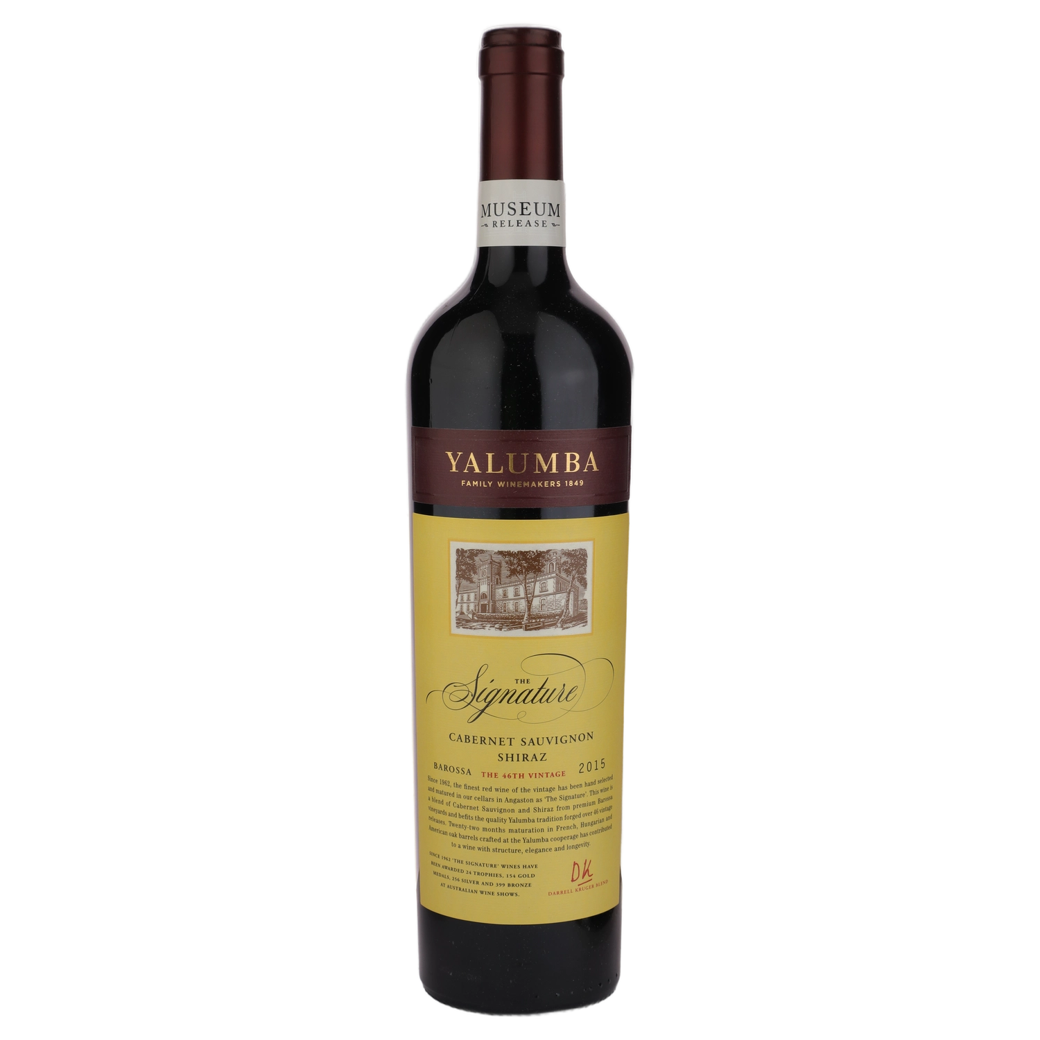 A bottle of 2015 Yalumba The Signature Cabernet Sauvignon & Shiraz Museum Release 750ml Red Wine