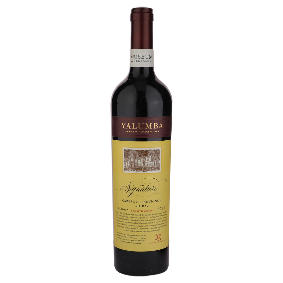 A bottle of 2015 Yalumba The Signature Cabernet Sauvignon & Shiraz Museum Release 750ml Red Wine