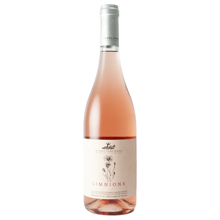 A bottle of 2024 Zafeirakis Limniona Rose 750ml Rose Wine
